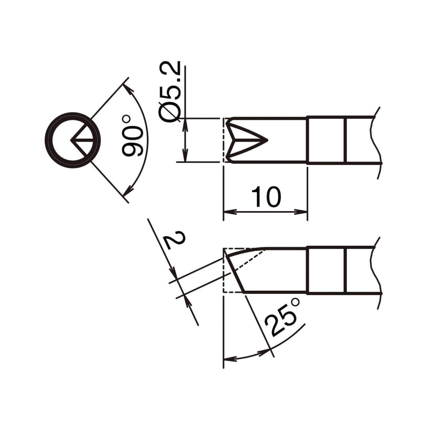 Hakko T39-BCR52. Aktiv-Lötspitze Format 5.2BCR - V-Rille für Lötkolben FX 9701