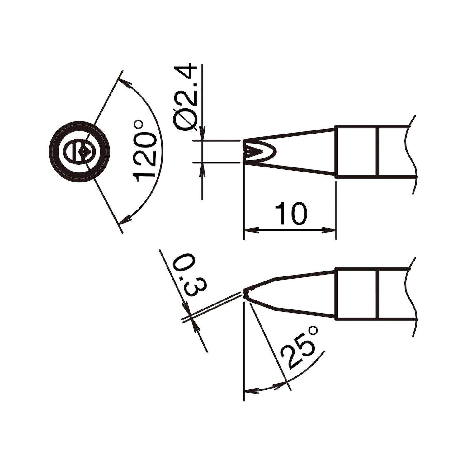 Hakko T39-DR24. Aktiv-Lötspitze Format 2.4DR - V-Rille für Lötkolben FX 9701
