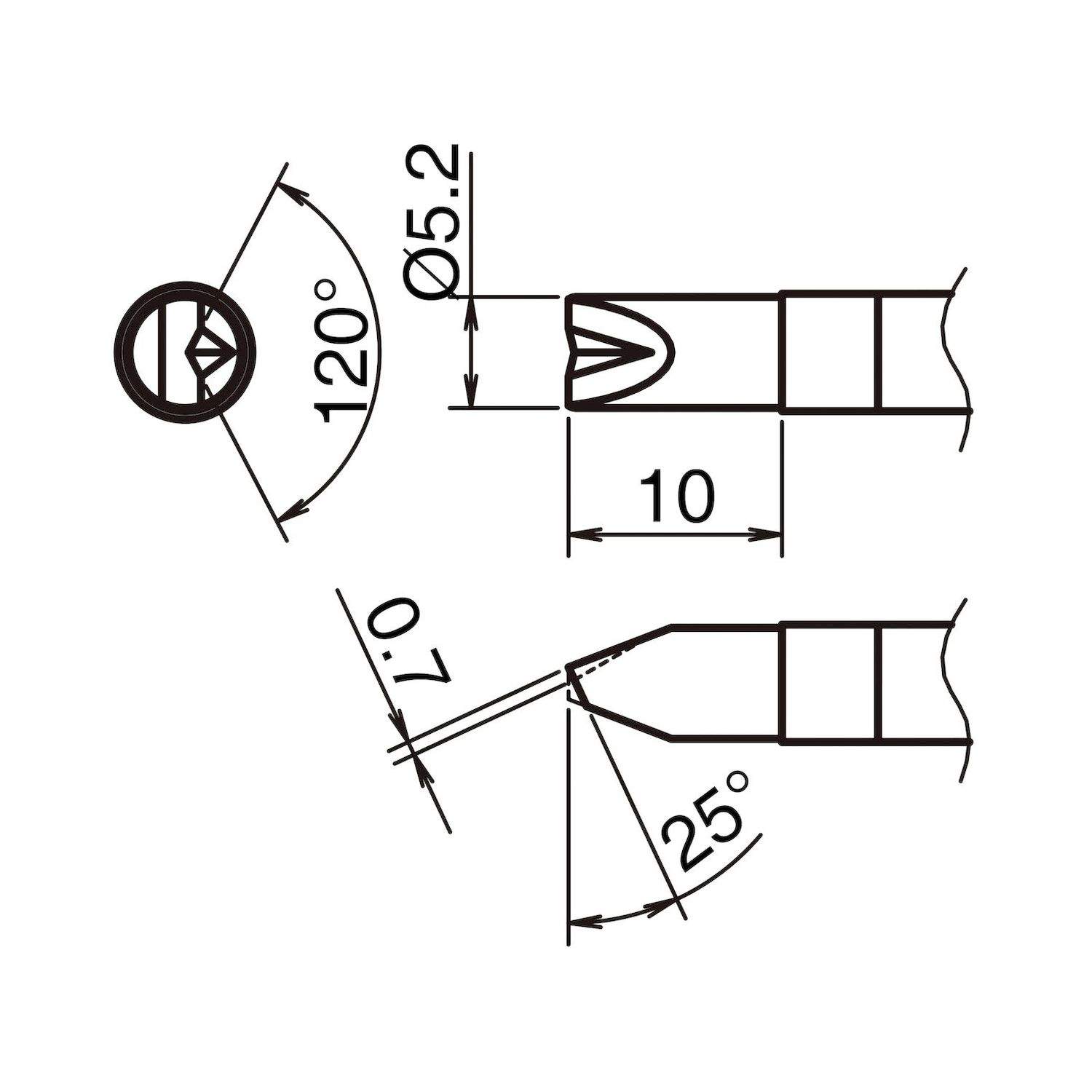 Hakko T39-DR52. Aktiv-Lötspitze Format 5.2DR - V-Rille für Lötkolben FX 9701