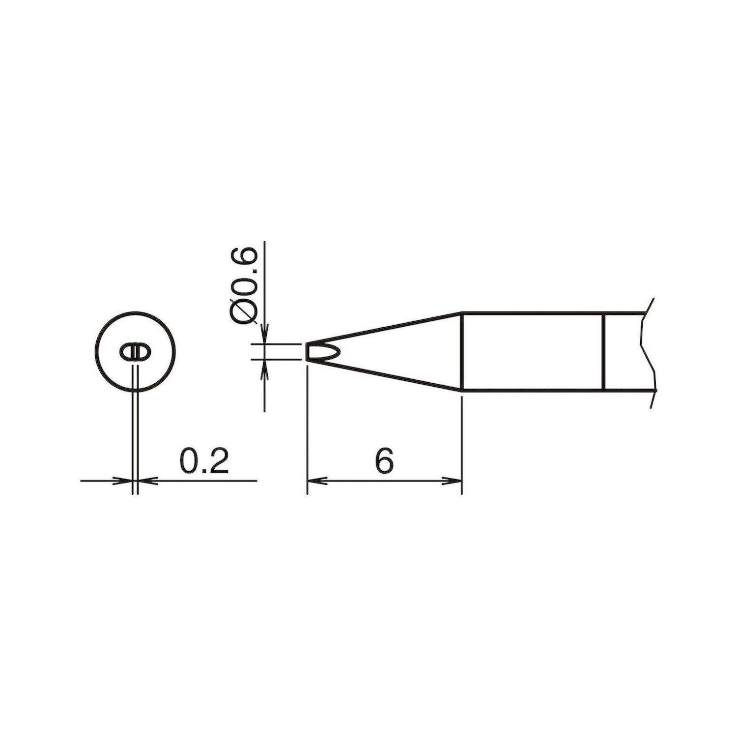 Hakko T50-D06. Aktiv-Lötspitze Format 0.6D für Lötkolben FX 9703