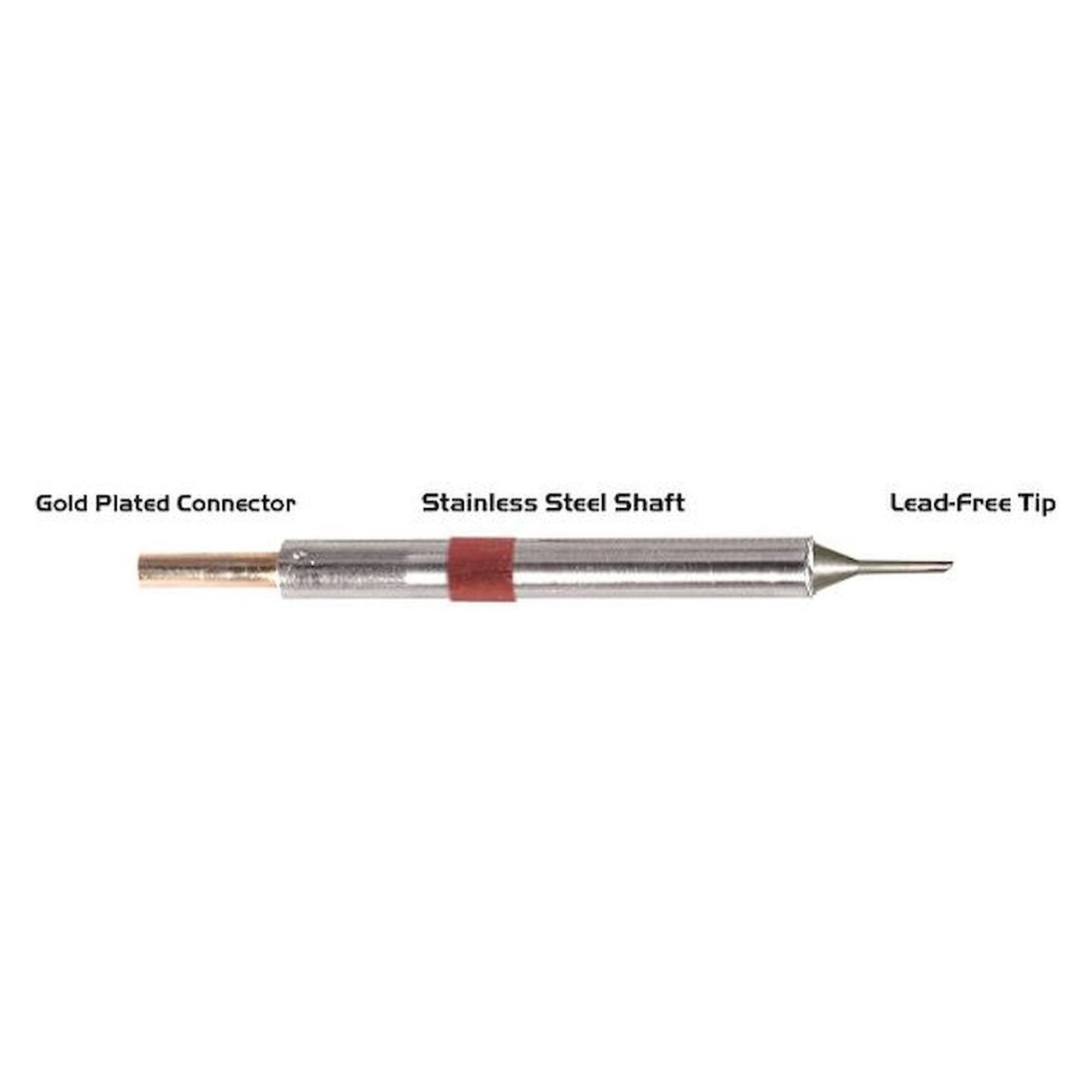 Thermaltronics K80BVF010. Soldering tip bevelled 60° 1,00mm (0,04"), only bevelled surface tinned