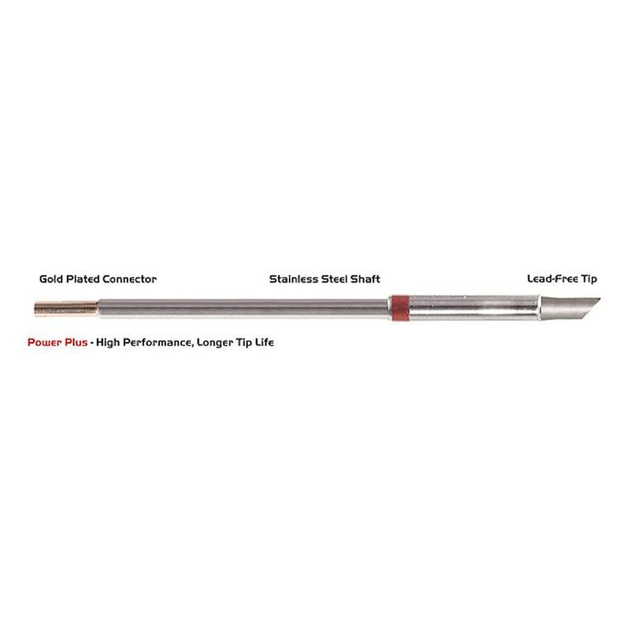 Thermaltronics M8BVF050H. Soldering tip beveled 45° 5,00mm (0,20"), only beveled surface tinned, Power Plus