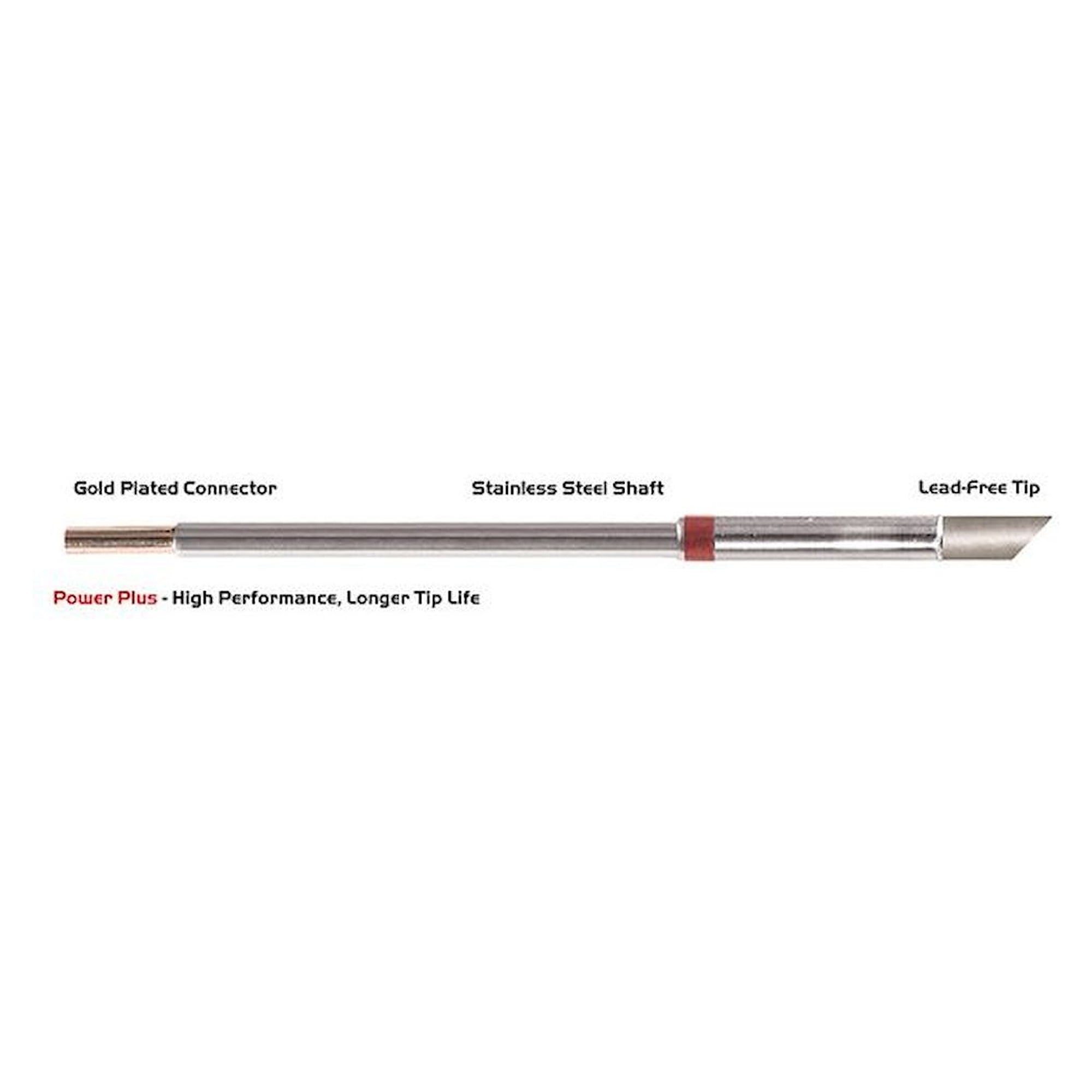 Thermaltronics M8BVF060H. Soldering tip beveled 45° 6.00mm (0.24"), only beveled surface tinned, Power Plus