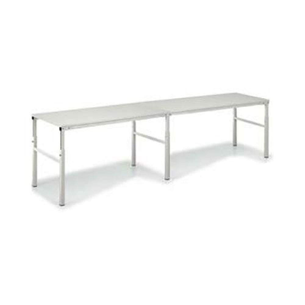 Treston TP715L. Geradliniger Anbautisch, passend für TP710 - TP718, manuelle Höhenverstellung von 650 - 900 mm, Gestell RAL 7035 grau, BxT 1500x700 mm, Belastbarkeit max. 150 kg