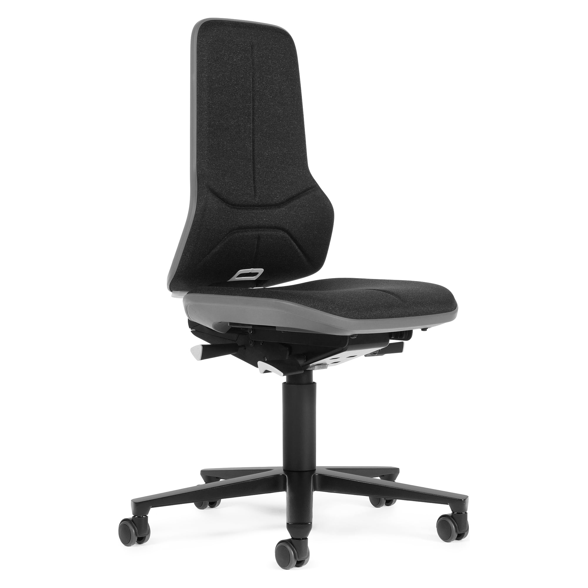 Work chair Neon ESD, black with light grey flexi stripes, seat height 470-620 mm - Treston C50BL-G-ESD