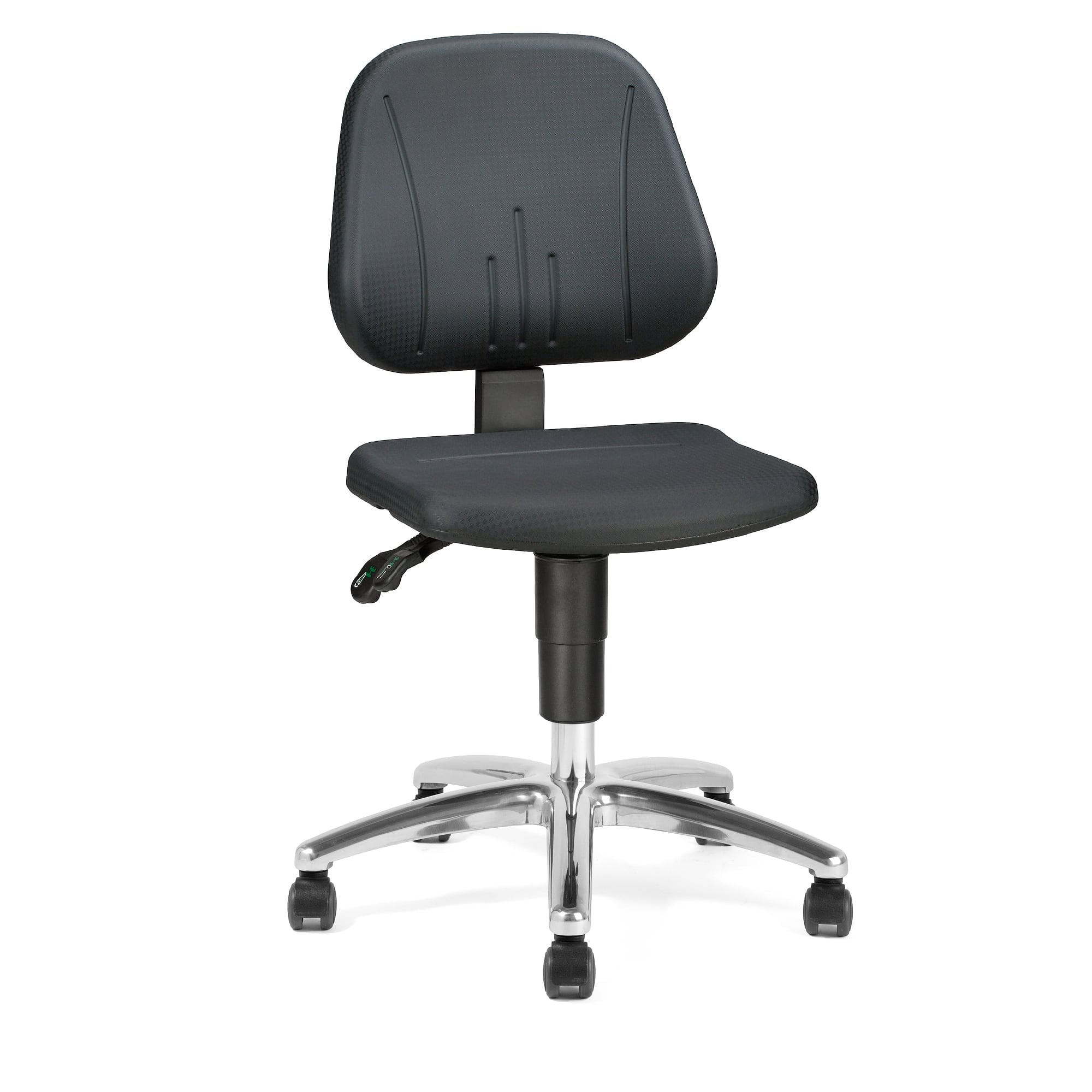 Ergo 20 ESD work chair, black polyurethane, seat height 440-620 mm, with safety castors - Treston C20PU-ESD