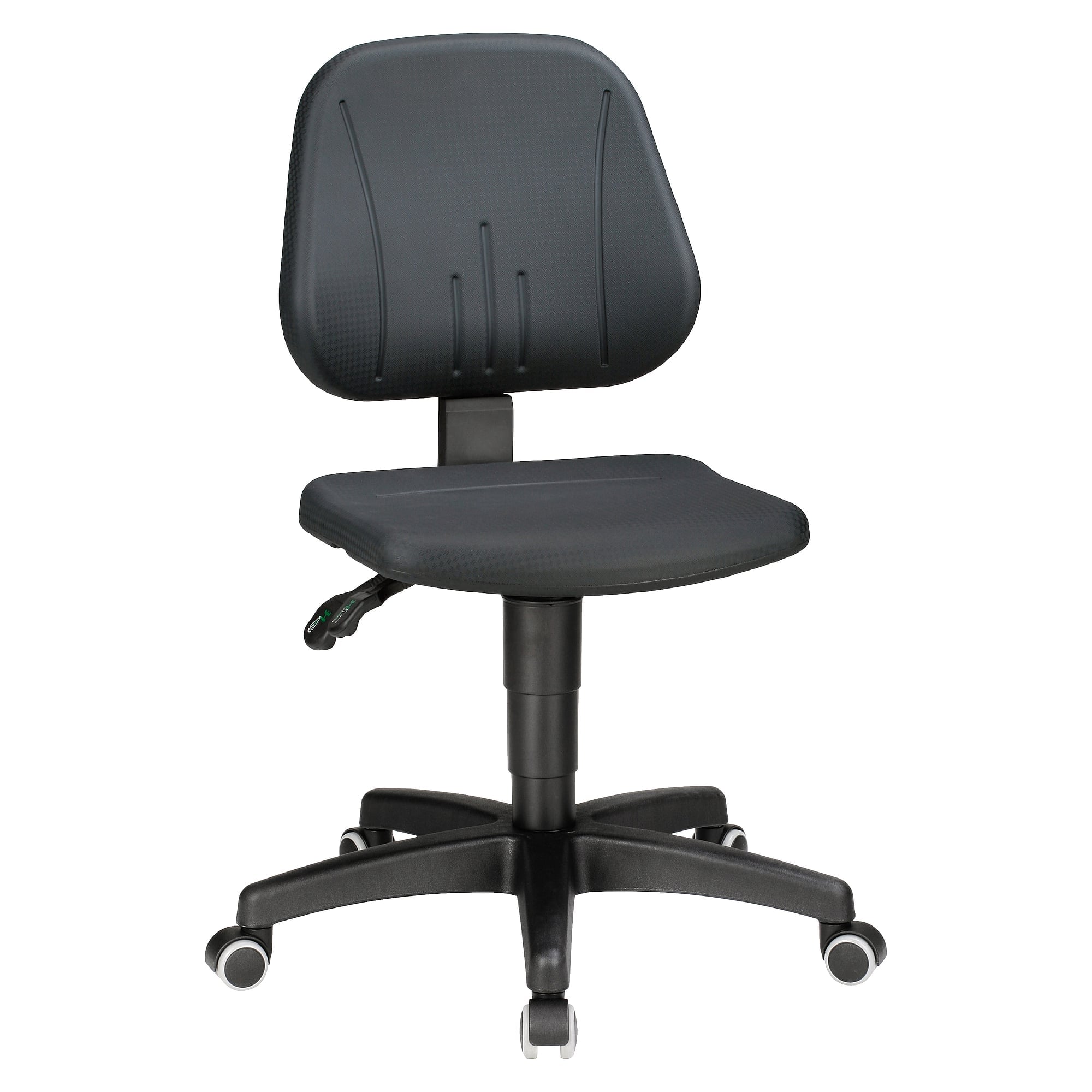 Chaise de travail Ergo 20, polyuréthane noir, assise 440-620 mm, roulettes de sécurité - Treston C20PU