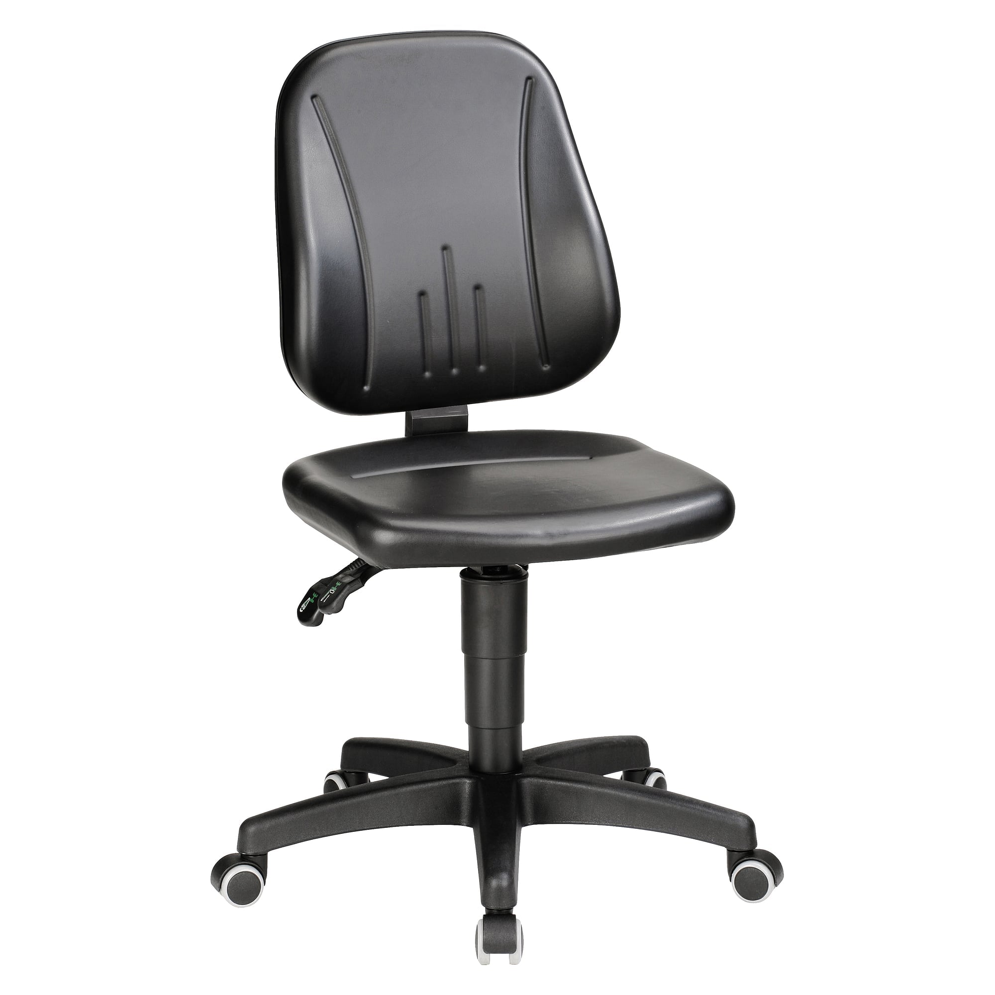 Chaise de travail Ergo 30, similicuir noir, assise 440-620 mm, roulettes de sécurité - Treston C30AL