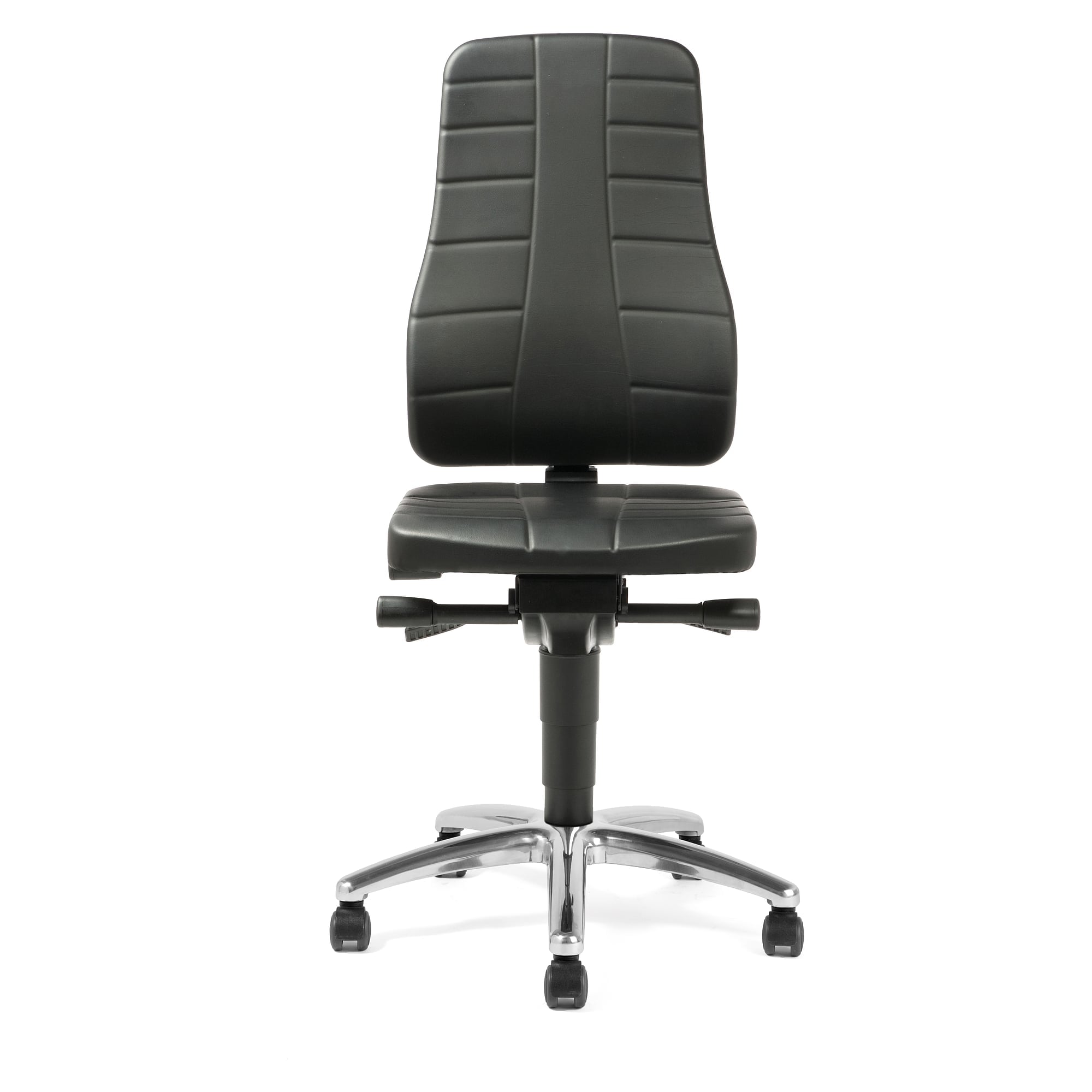 Chaise de travail ESD Plus 40 synchrone, similicuir noir, hauteur d'assise 450-600 mm, roulettes doubles - Treston C40AL-ESD