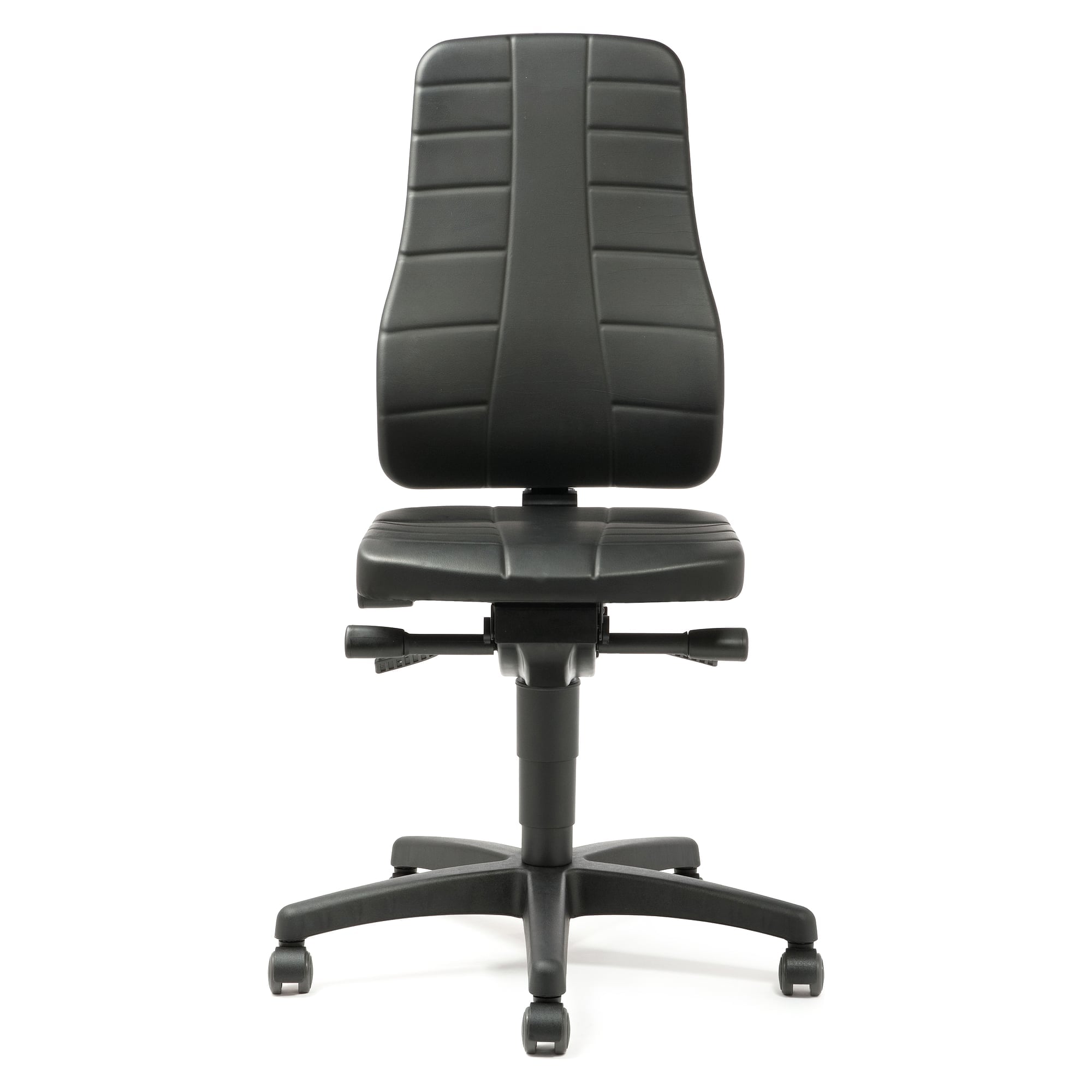 Chaise de travail Plus 40 synchrone, similicuir noir, hauteur d'assise 450-600 mm, roulettes doubles - Treston C40AL