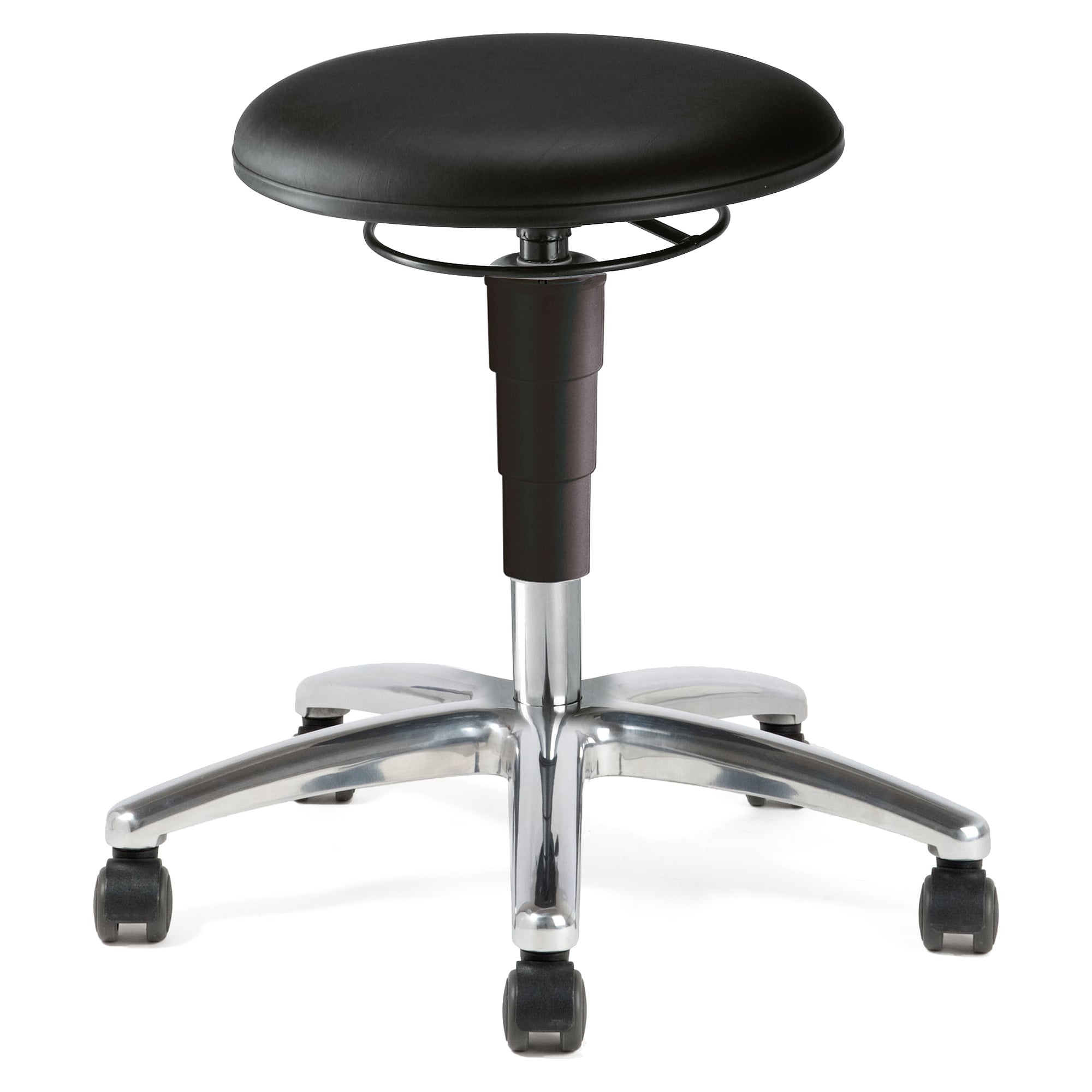 ESD swivel stool faux leather black, height-adjustable 460-630 mm - Treston C15AL-ESD