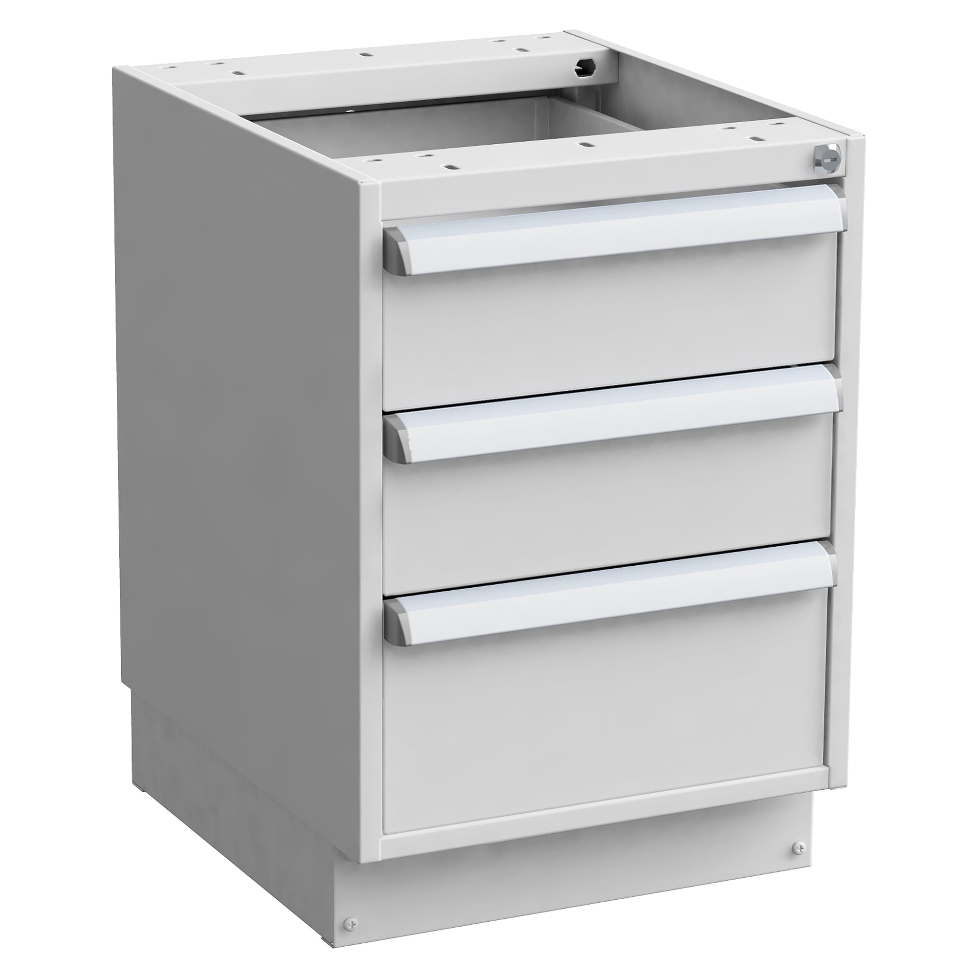 ESD-Schubladenblock 45/56-7 mit Sockel, 3 Schubladen, RAL 7035 grau - Treston 60649207