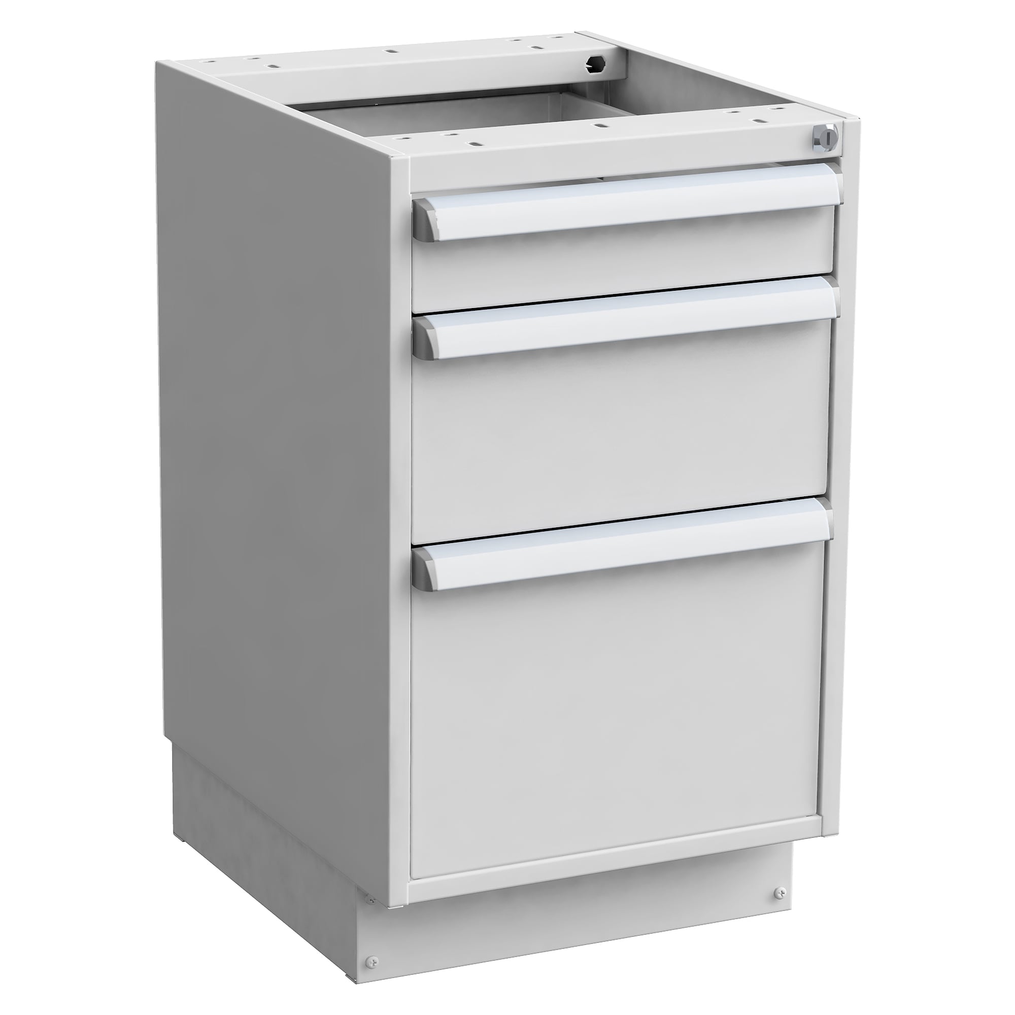 ESD-Schubladenblock 45/66-14 mit Sockel, 3 Schubladen (1x100, 1x200, 1x300 mm) - Treston 60749214