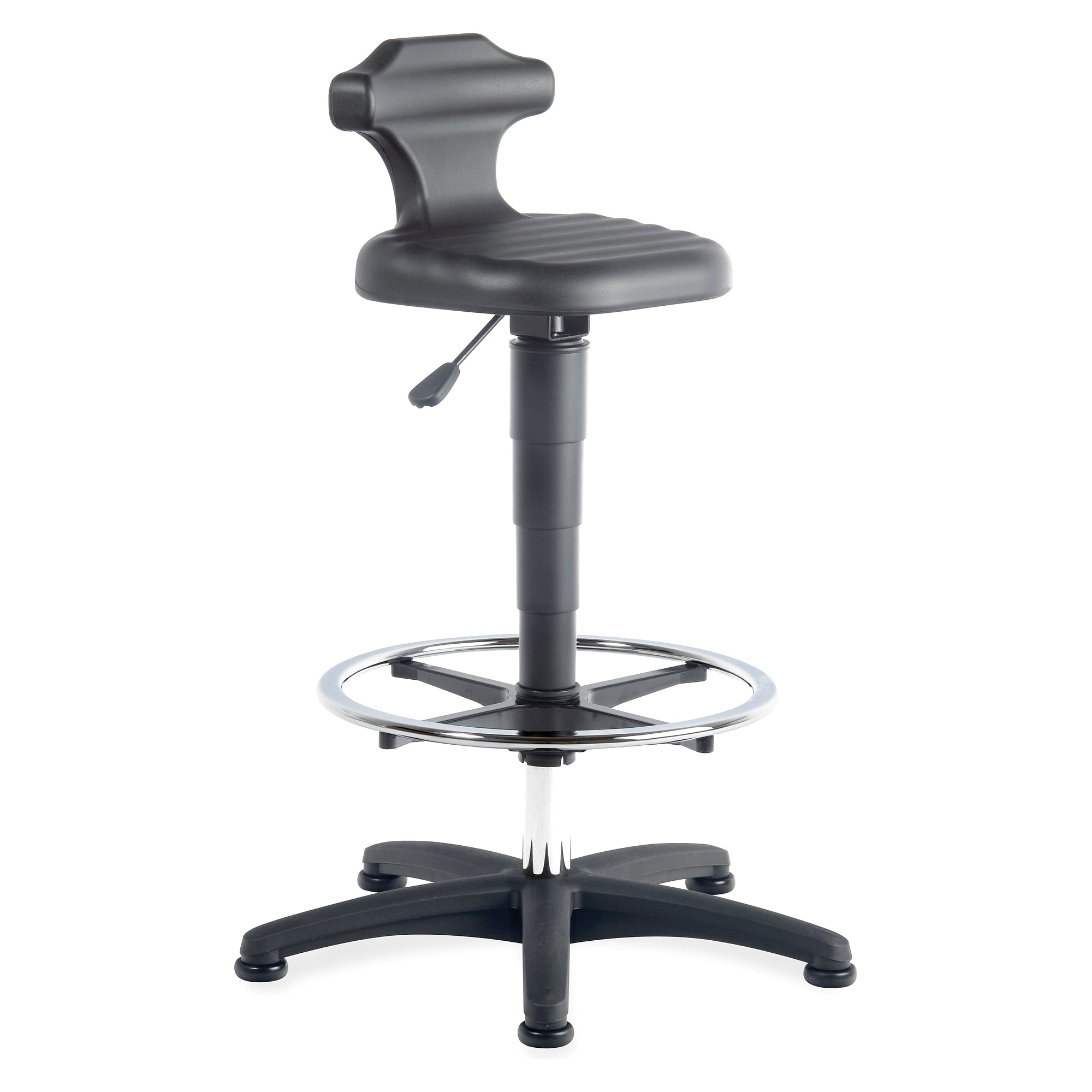 Stehhilfe Flex 19, Polyurethan schwarz, Sitzhöhe 510-780 mm, mit Fußring und Gleitern - Treston C19PU