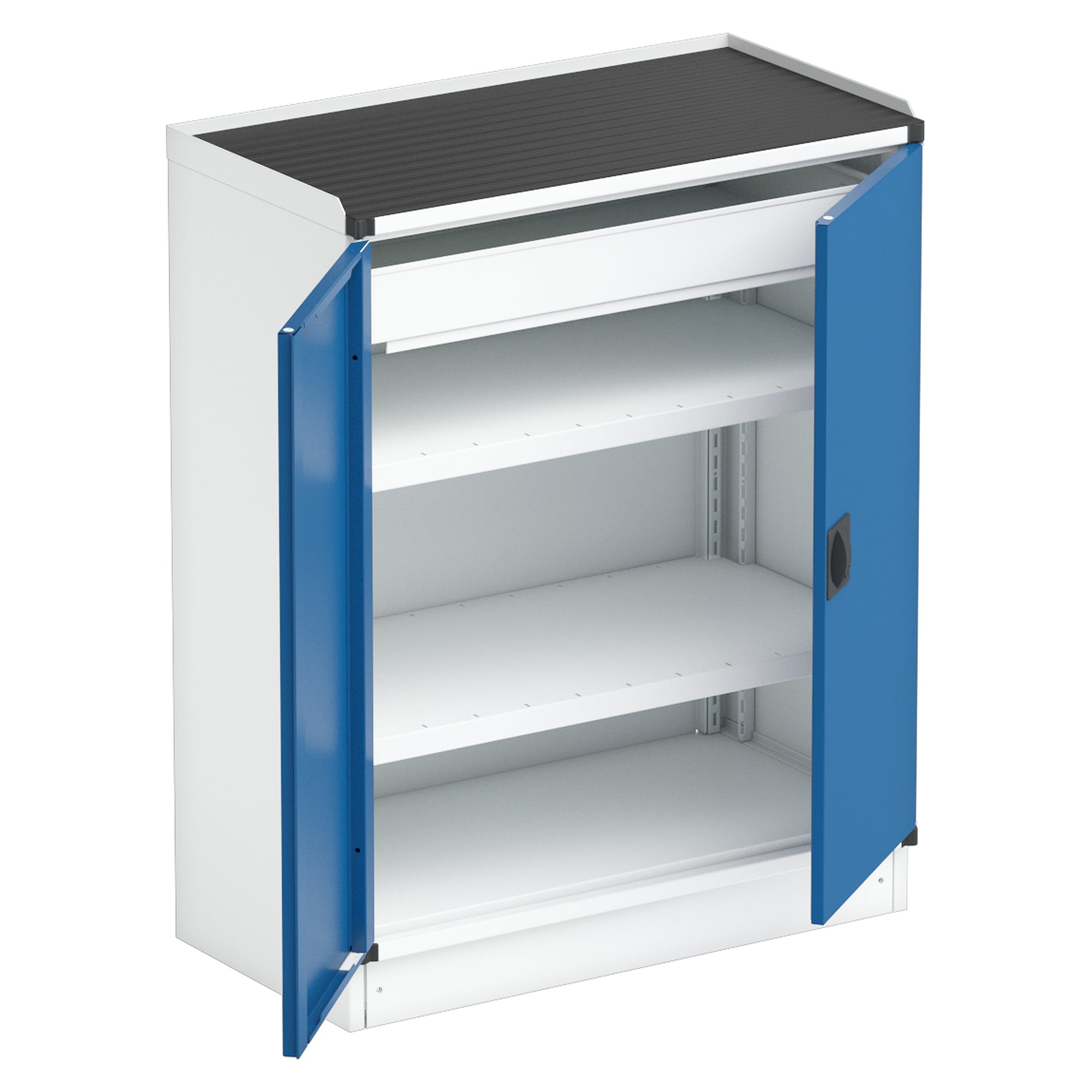 Industrial cabinet 80/100, 2 shelves, 1 drawer, blue doors, 800x425x1000 mm - Treston C30507002T