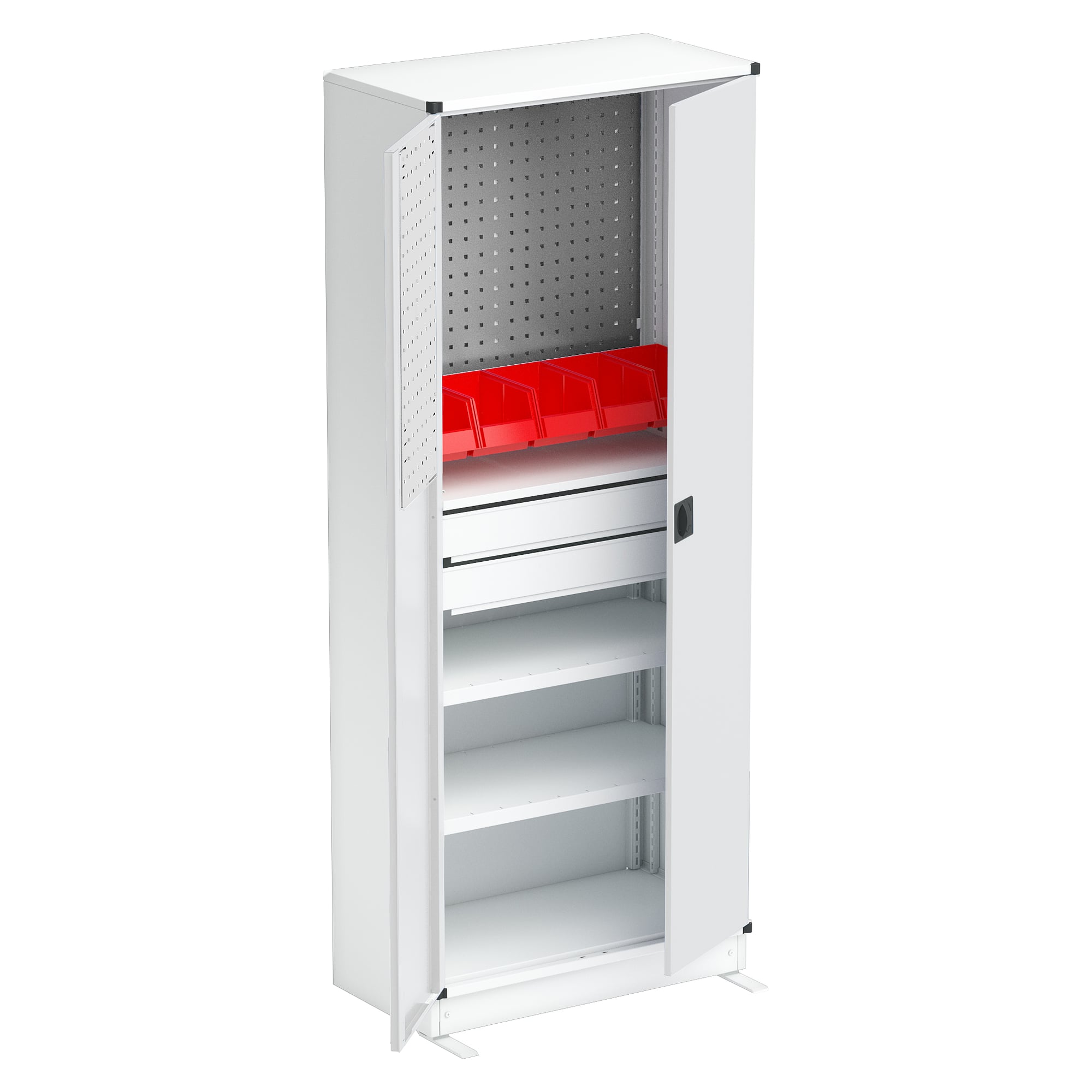 Industrial cabinet combination 80/200-2T-ESD with turn-handle lock, grey RAL 7035 - Treston C30949102T