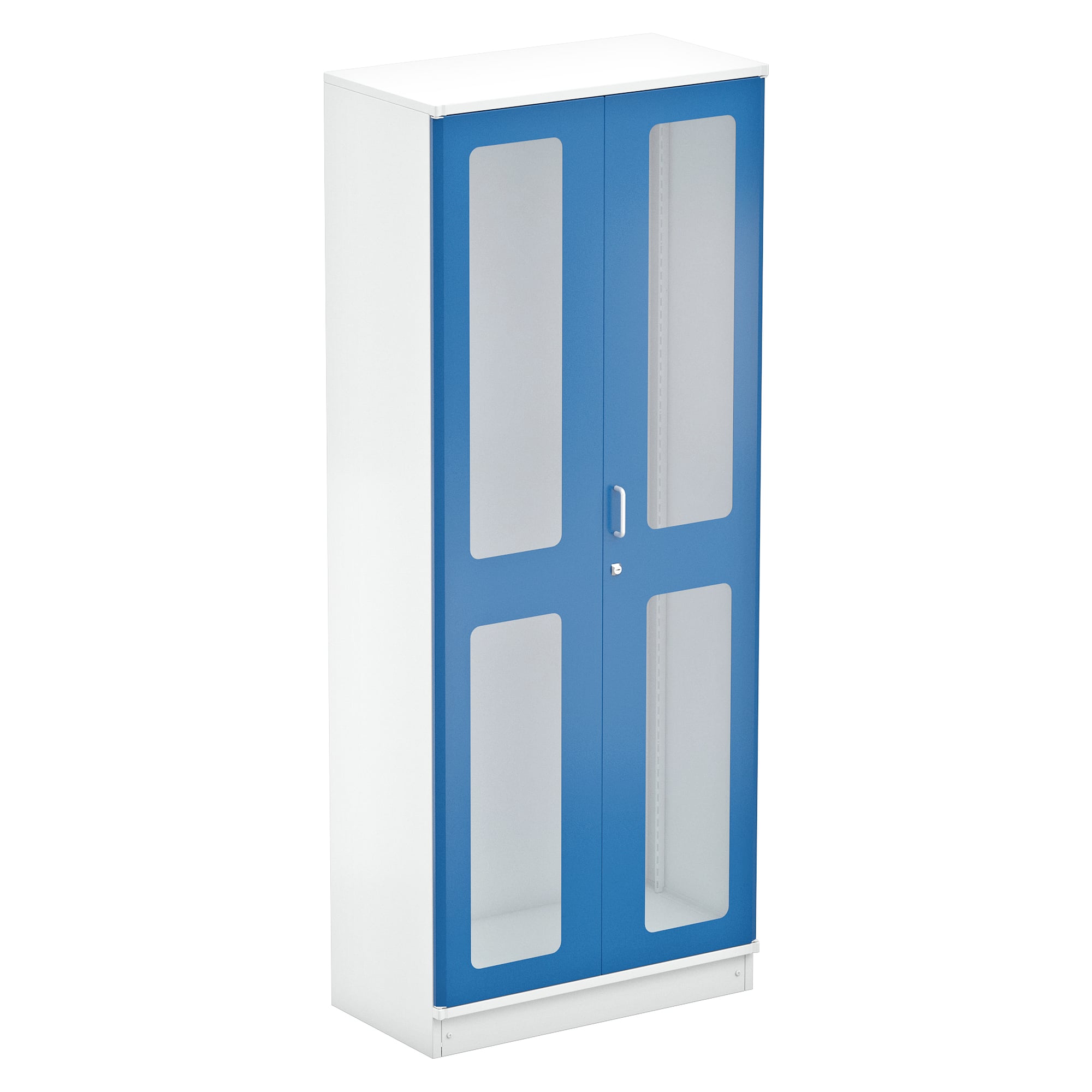 Industrial cabinet 80/200 without shelves, 800 x 425 x 2000 mm, blue plexiglass doors - Treston C30907000-TD