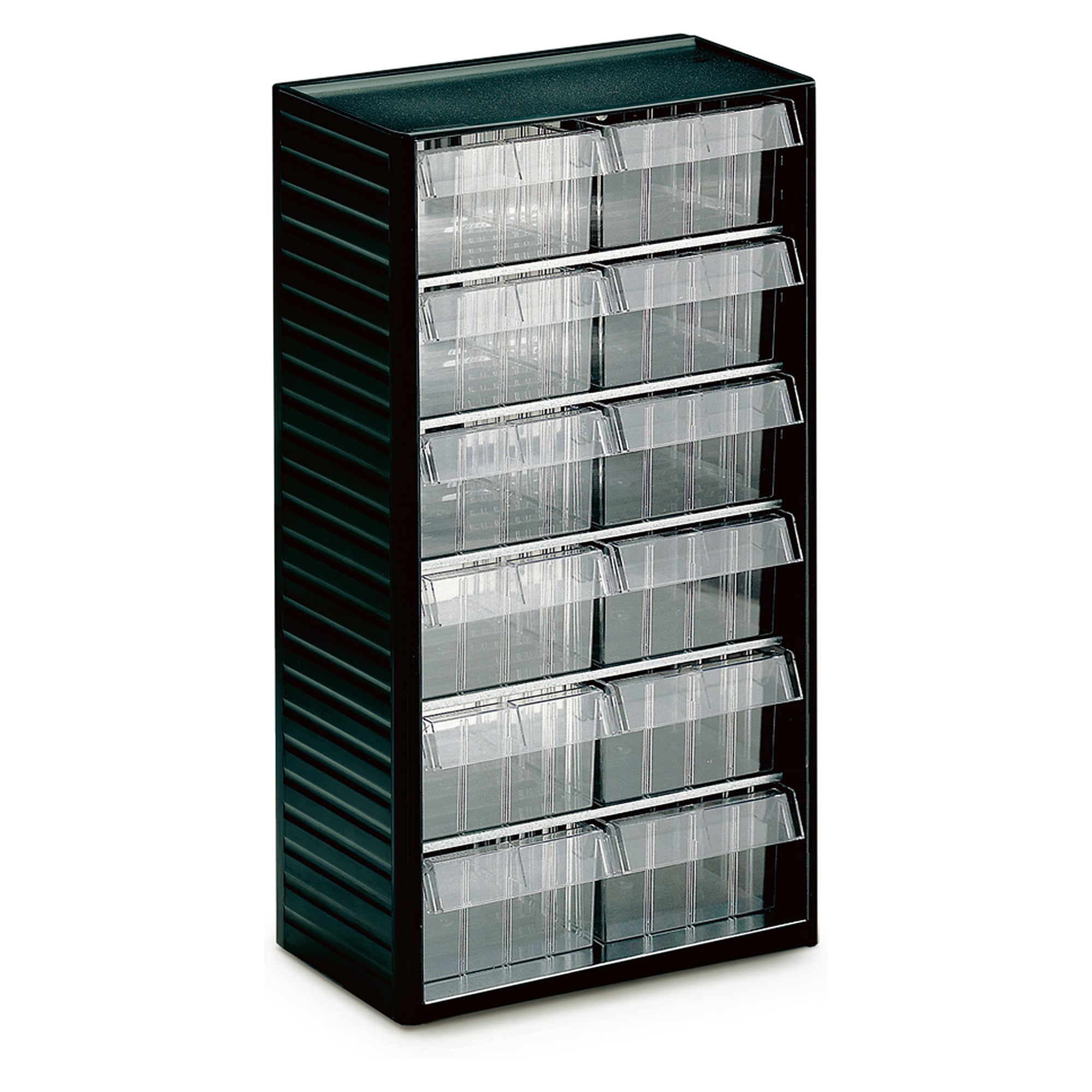 Kleinteilemagazin 310x180x550 mm mit 12 glasklaren Schubladen L-07 - Treston 557-3