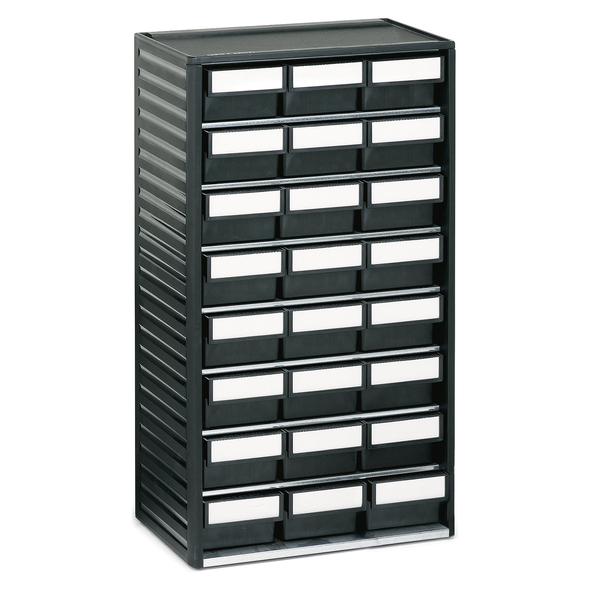 ESD-Kleinteilemagazin 310x180x550 mm mit 24 schwarzen Schubladen L-64-4ESD - Treston 554-4ESD