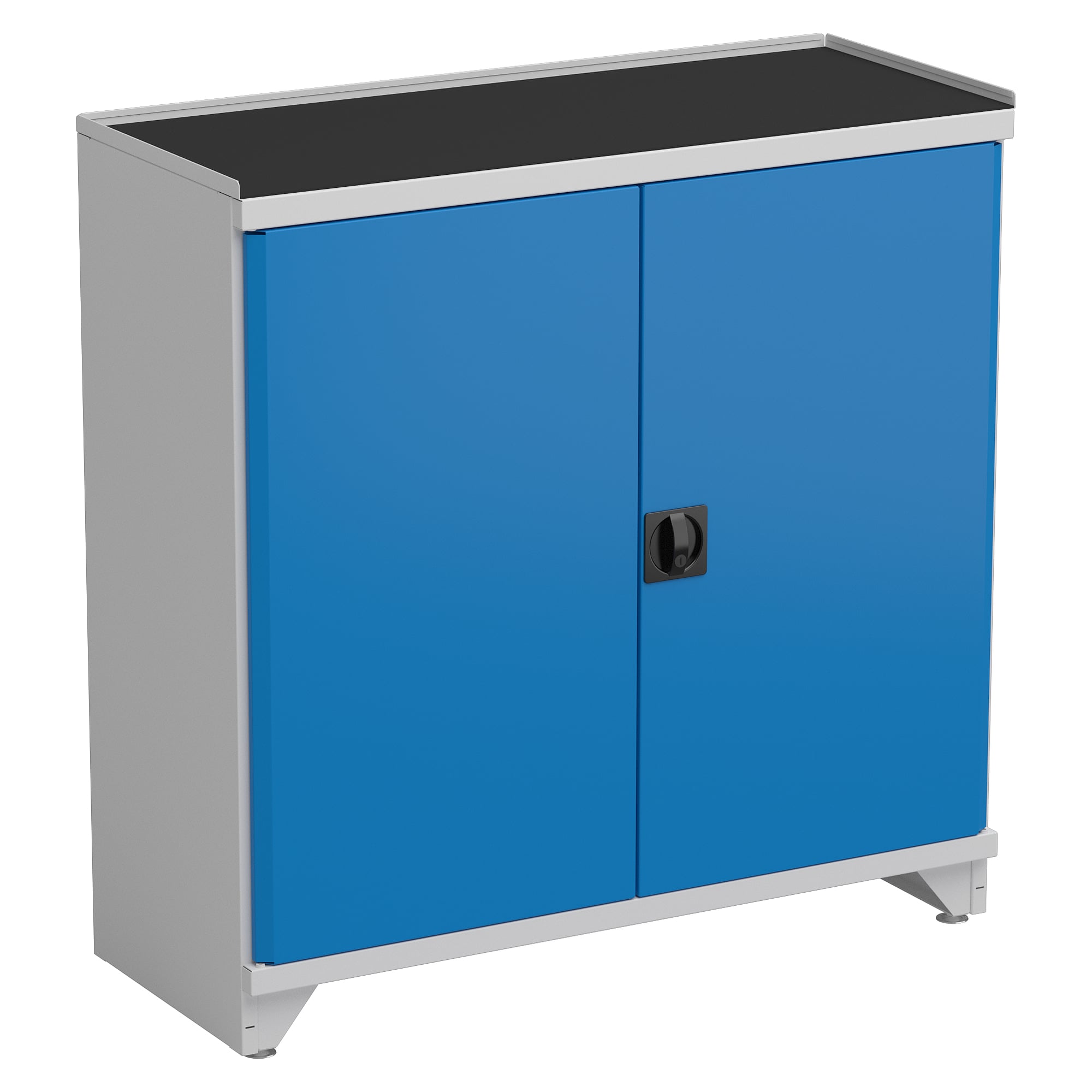 Shelving cabinet grey with blue doors, 2 shelves, 1030x430x1040 mm - Treston SC10040100-07
