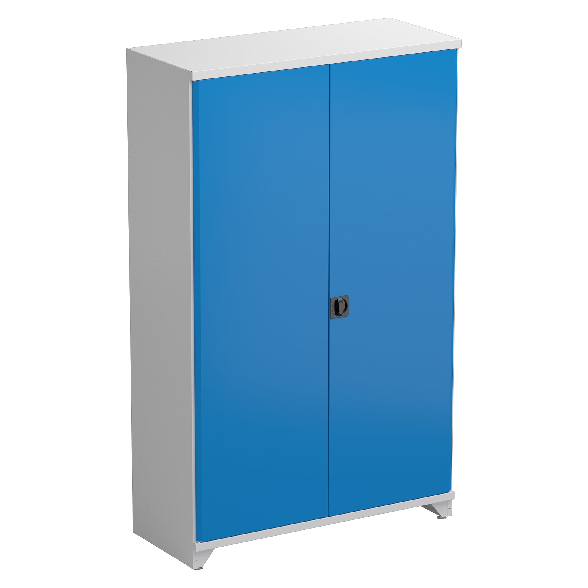 Armoire à étagères grise avec portes bleues, 4 tablettes, 1230x530x2010 mm - Treston SC12050200-07