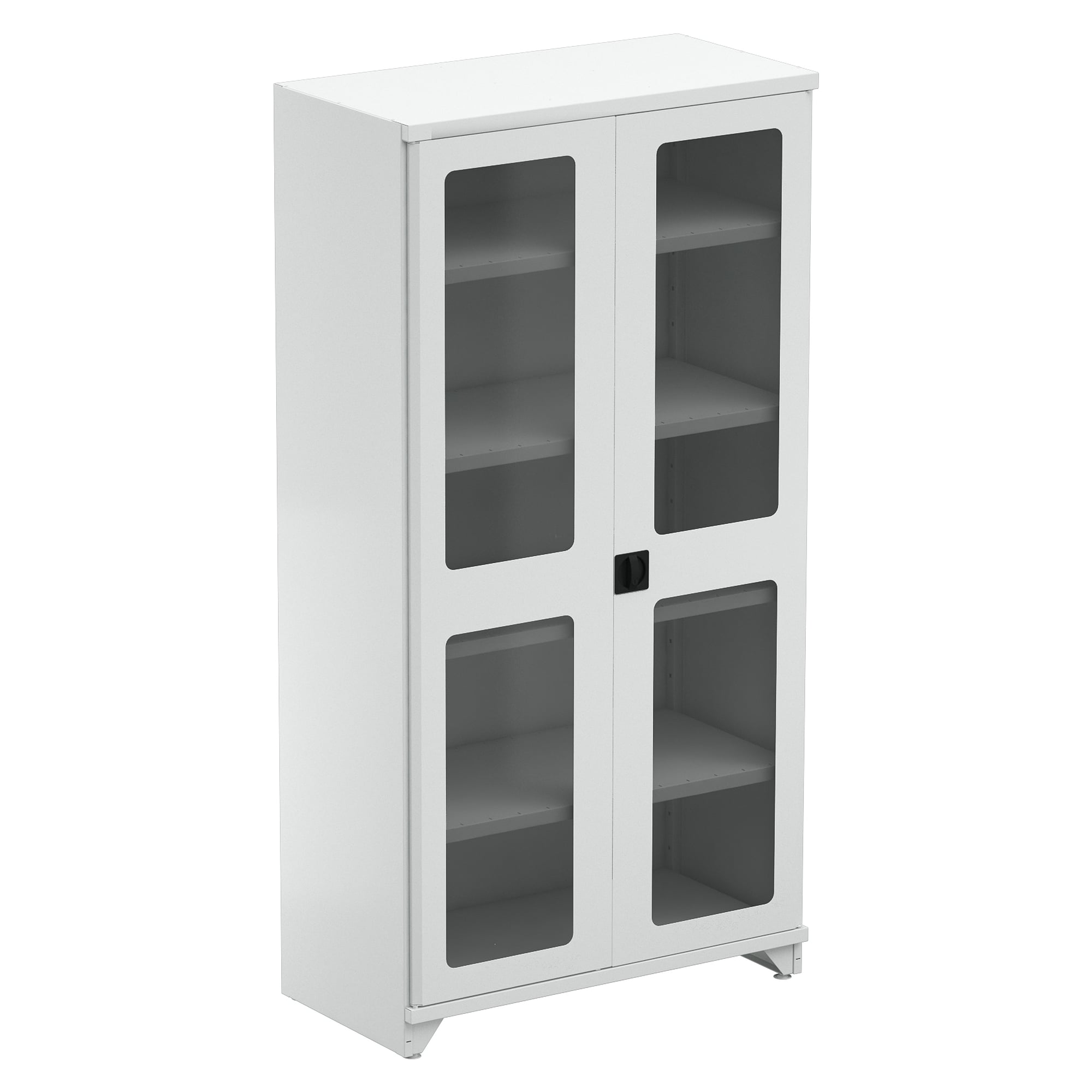 Shelving cabinet grey with grey acrylic glass doors, 4 shelves, 1030x430x2010 mm - Treston SC10040200-41-TD