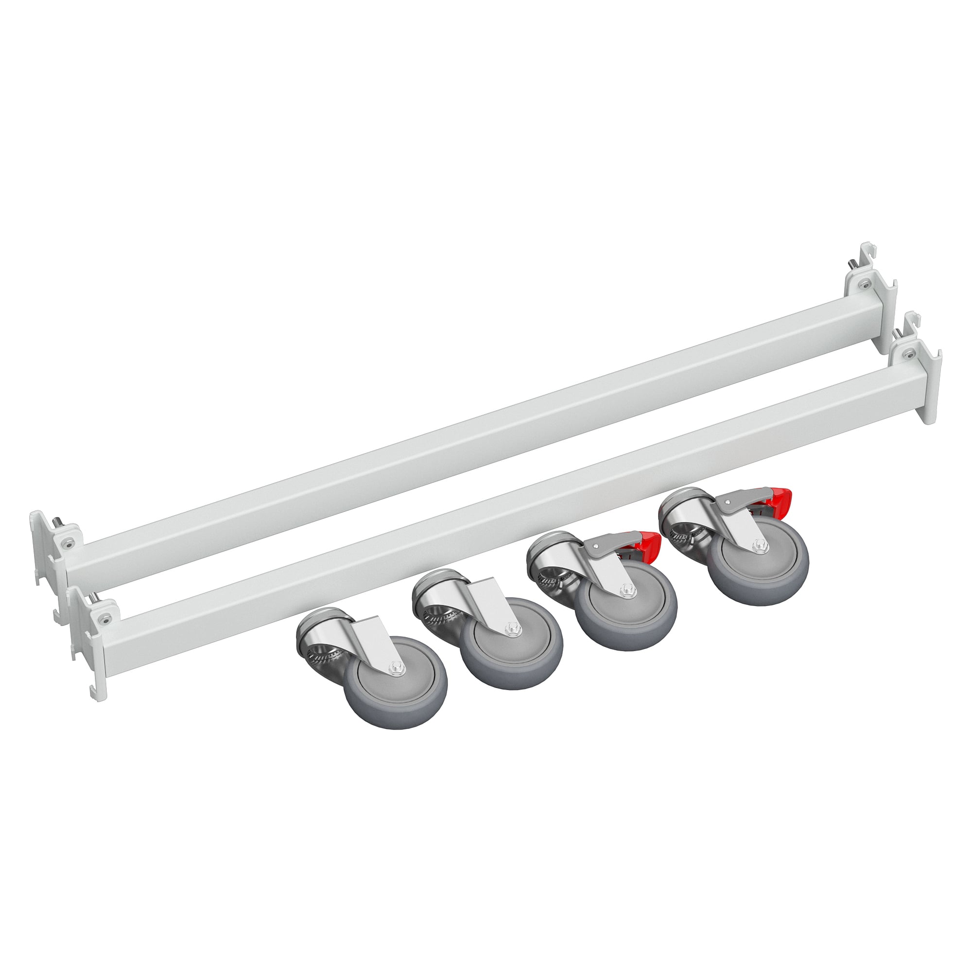 Castor set for FiFo flow rack M900, 300 kg, with support tubes - Treston TFR900CS-41