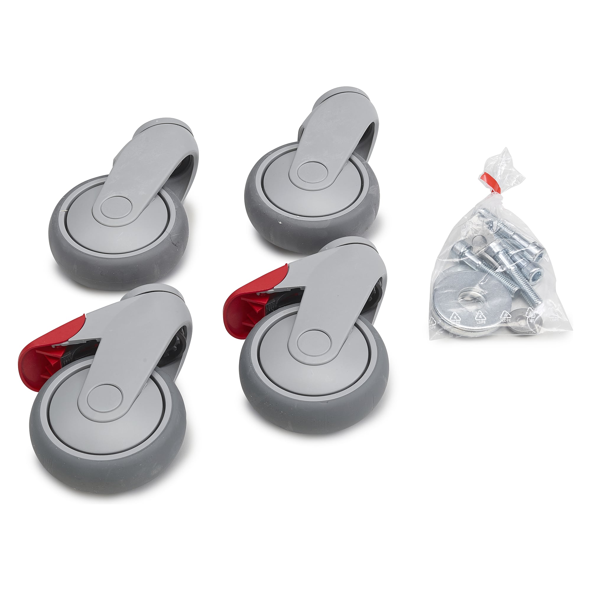 Castor set for WB bench, 4 swivel castors 100 mm, 2 with brake, load capacity 150 kg - Treston LCS100