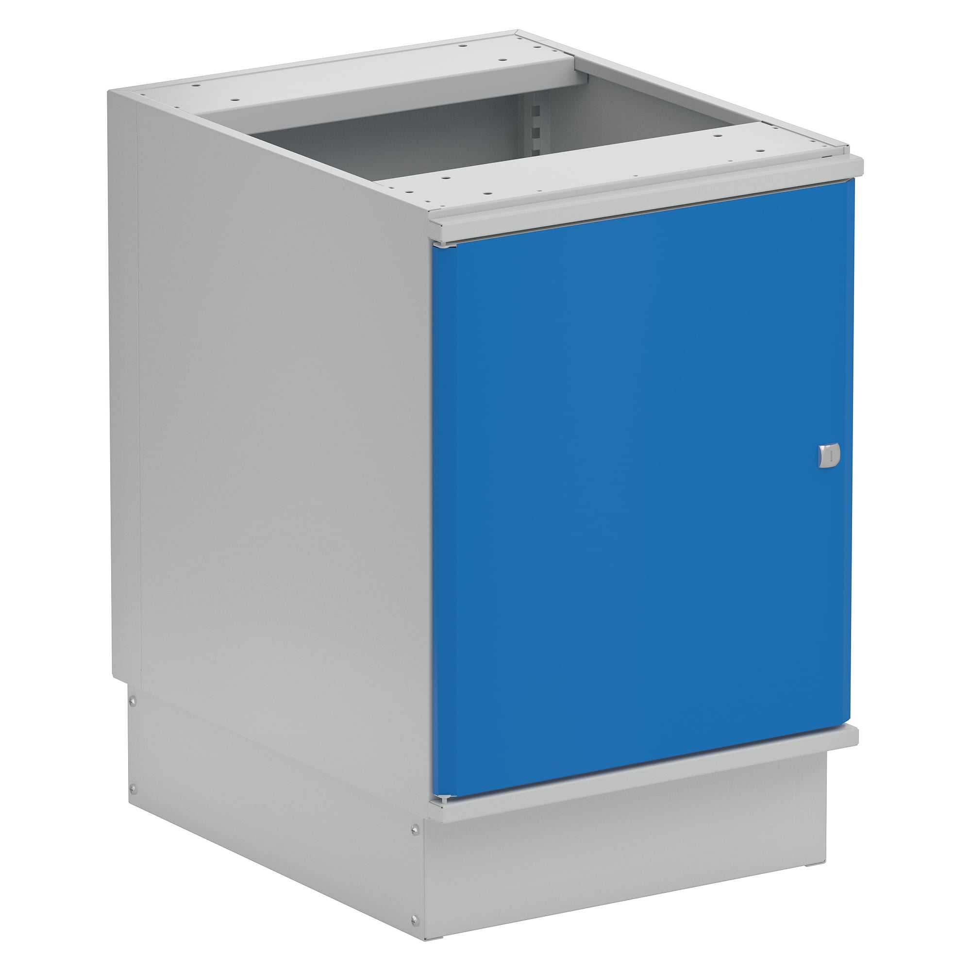 Schrank 53/66-14 mit Sockel und Tür blau, Anschlag links, 530 x 640 x 800 mm - Treston 5366214-07