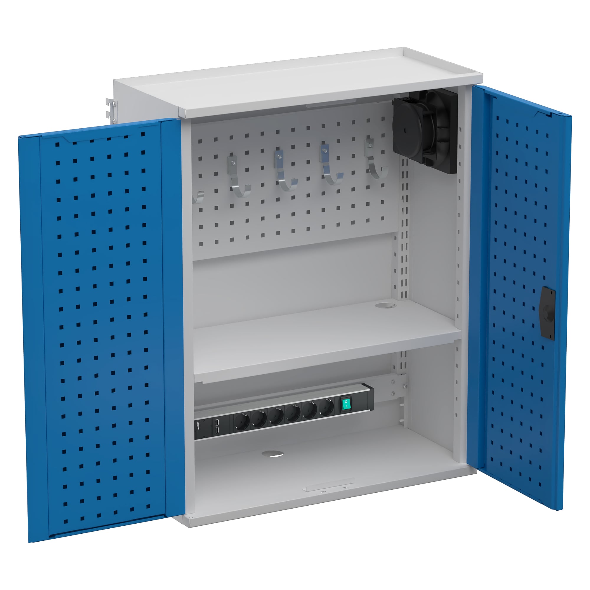 Schrank für persönliche Schutzausrüstung M750, 720 x 330 x 900 mm, Türen blau - Treston 860987-07