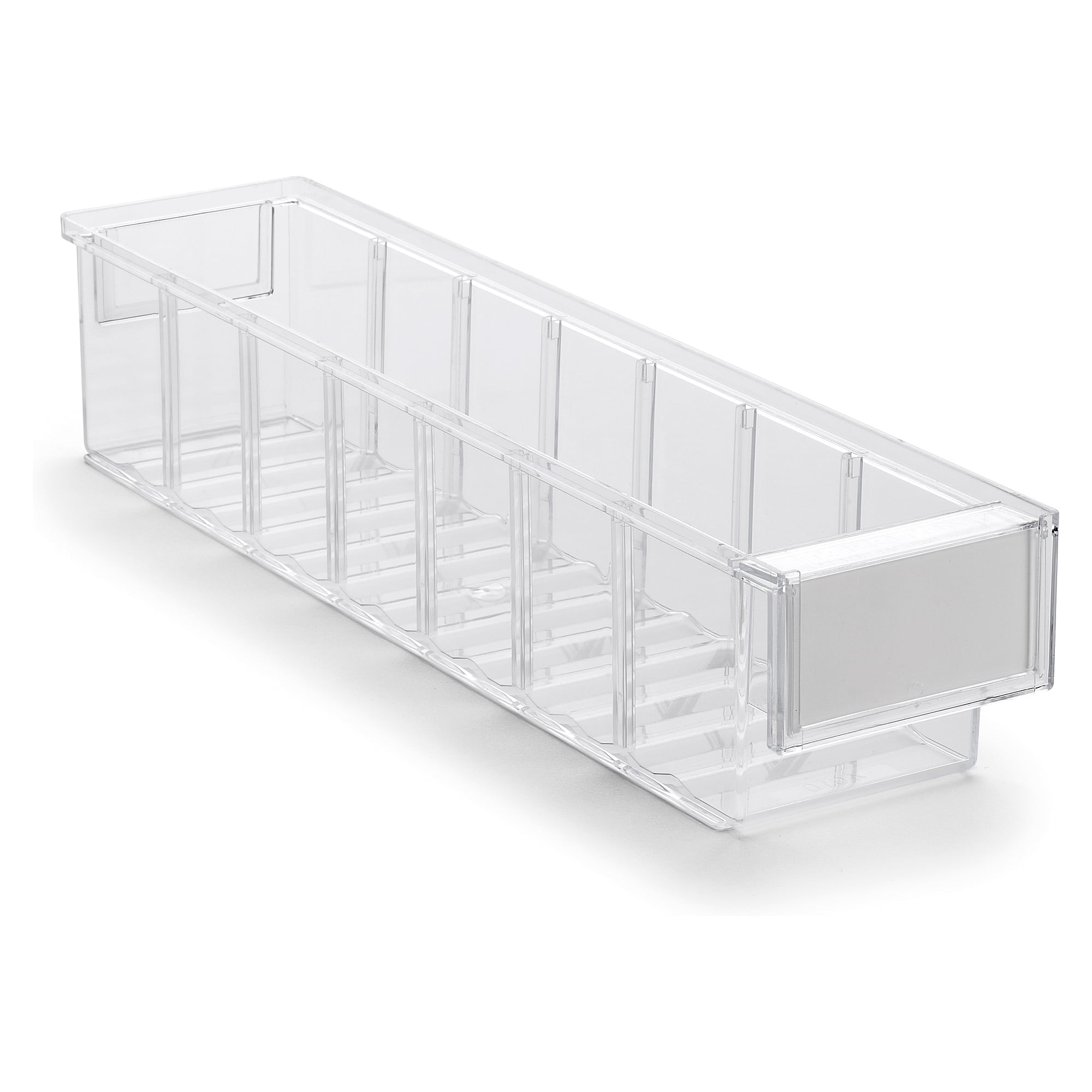 Shelf bin 92x400x82 mm crystal clear, polystyrene - Treston 4010-1
