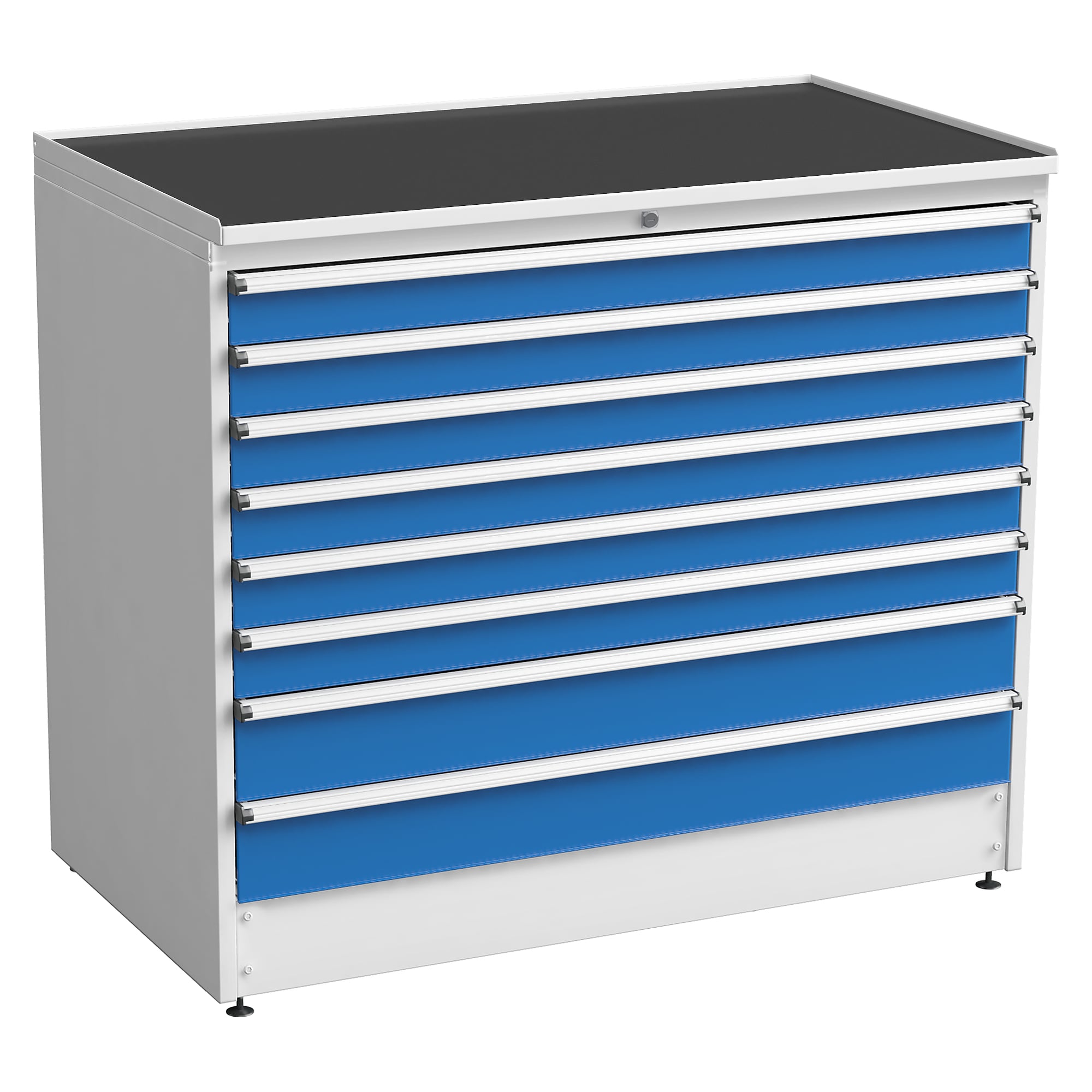 Bloc à tiroirs 130/110-13 avec 8 tiroirs, extension totale, 715x1310x1100 mm, bleu - Treston 61507013H