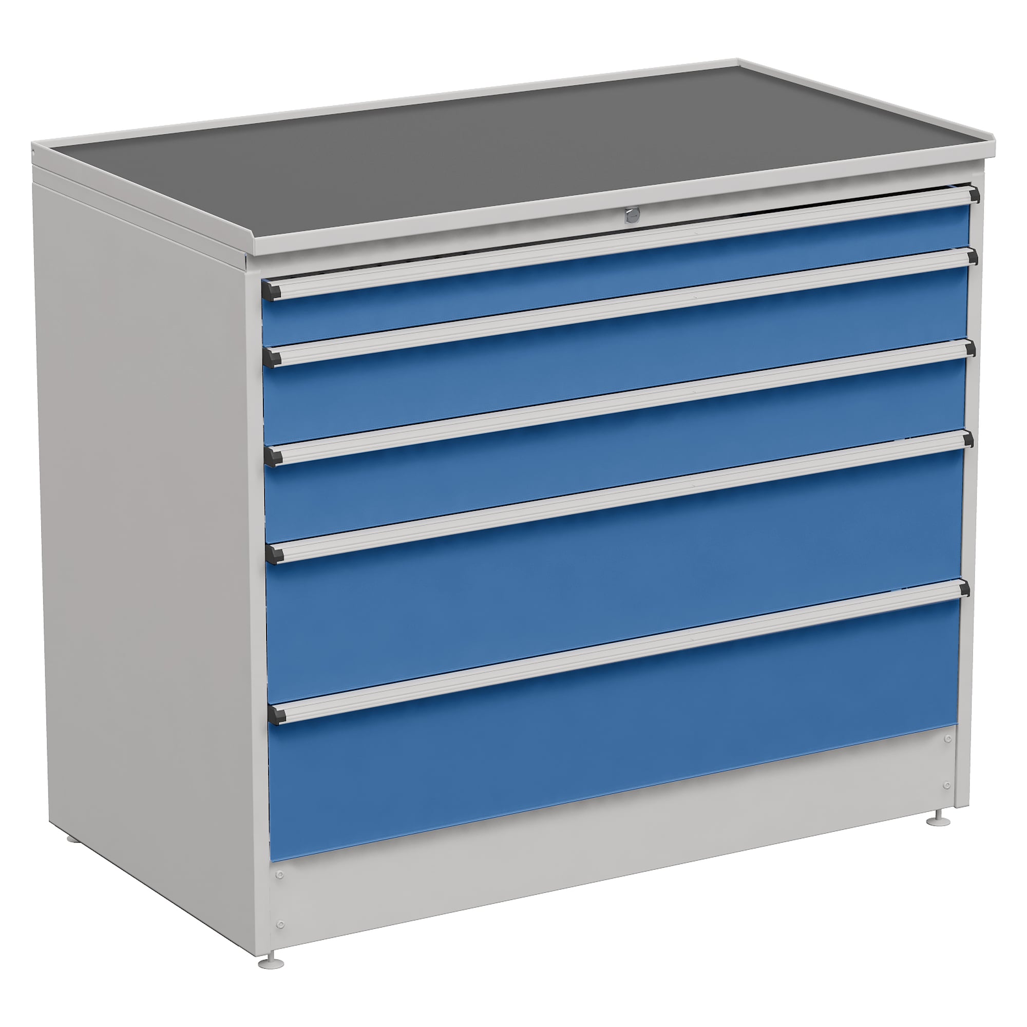 Schubladenblock 130/110-33 mit 5 Schubladen, Vollauszug, 715x1310x1100 mm, blau - Treston 61507033H