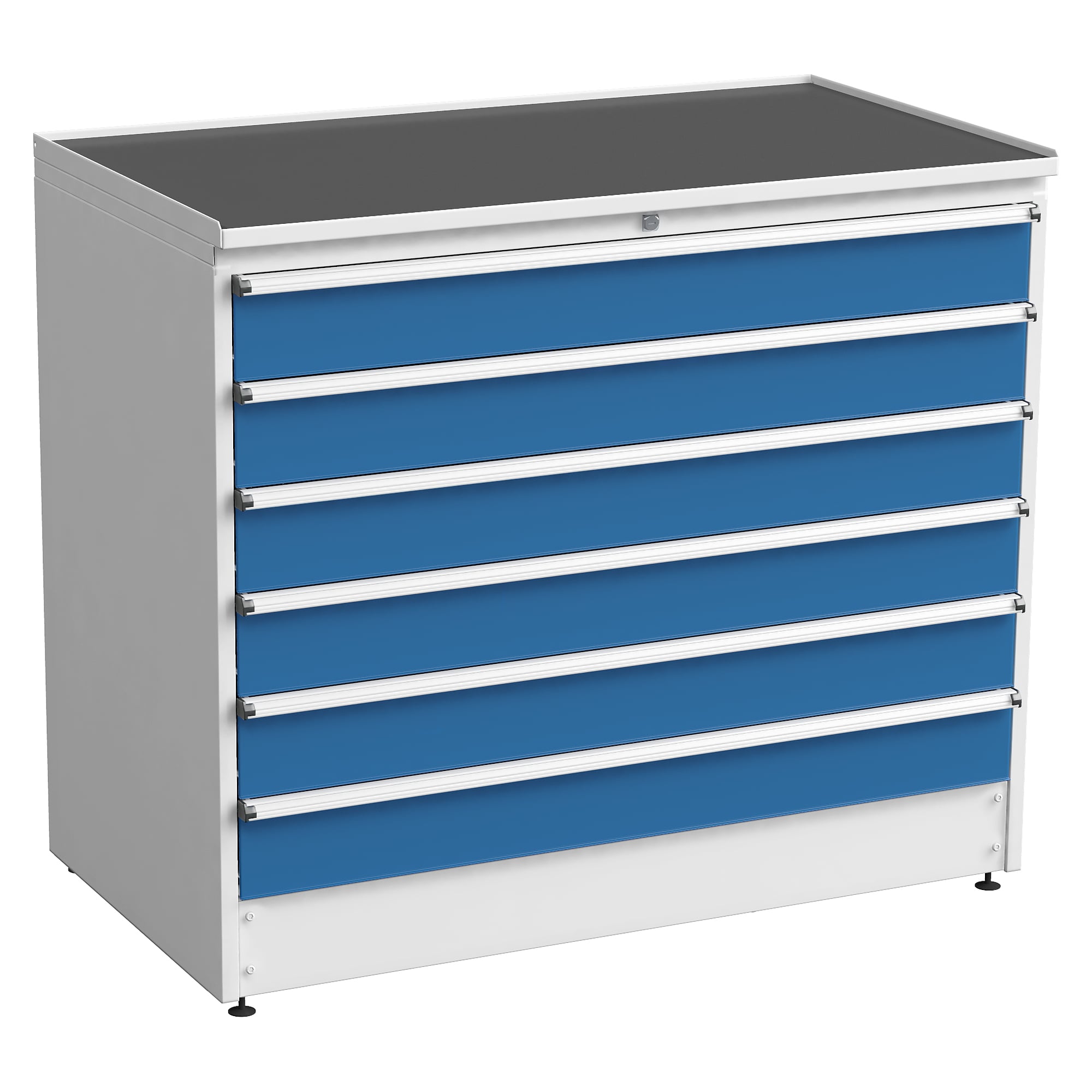 Schubladenblock 130/110-34 mit 6 Schubladen, 715x1310x1100 mm, blau - Treston 61507034