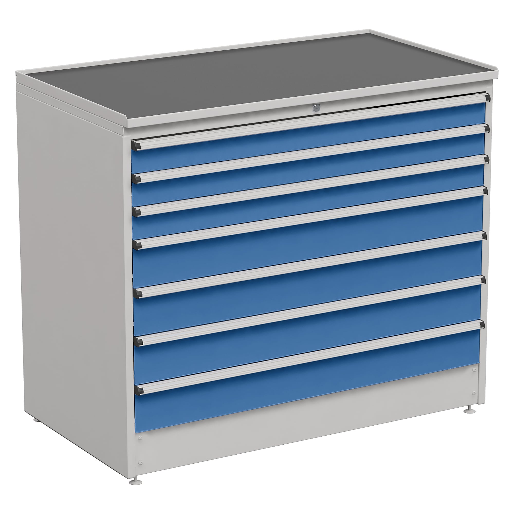 Bloc à tiroirs 130/110-44 avec 7 tiroirs, 715x1310x1100 mm, bleu - Treston 61507044