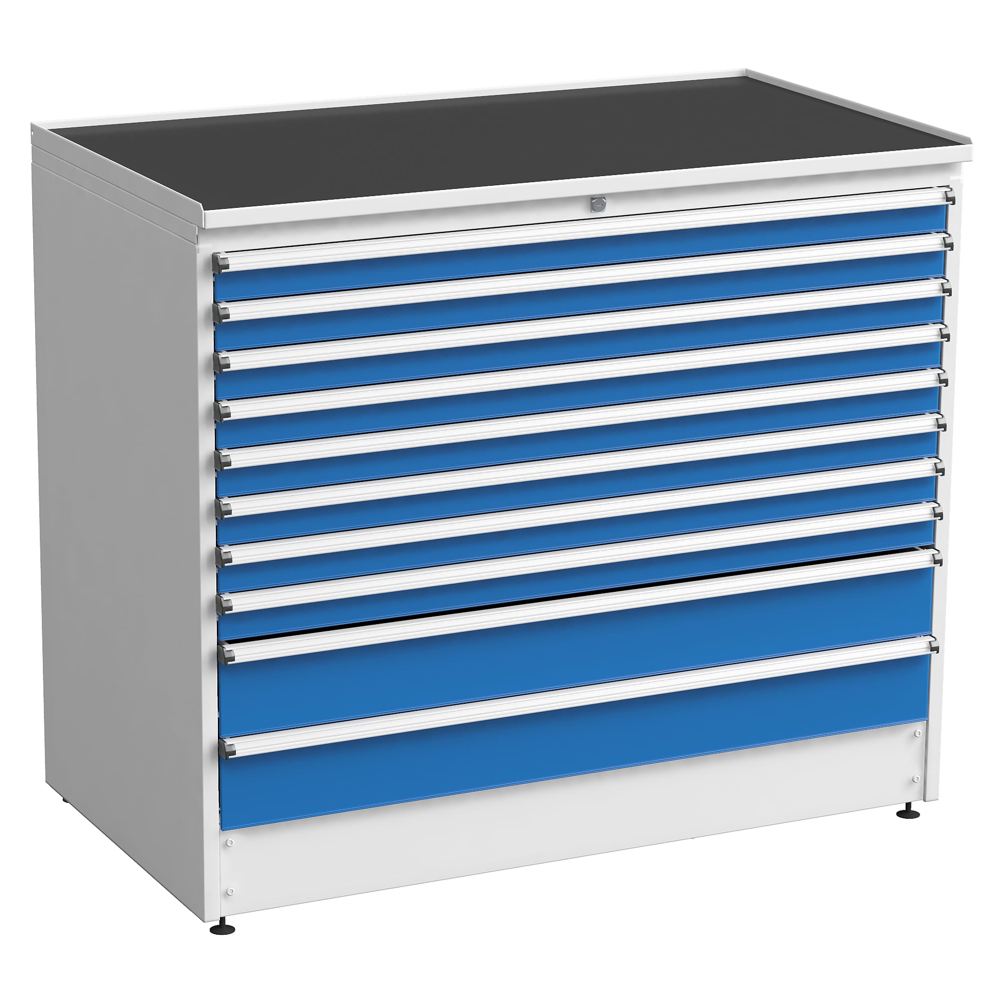 Bloc à tiroirs 130/110-46 avec 10 tiroirs, 715x1310x1100 mm, bleu - Treston 61507046