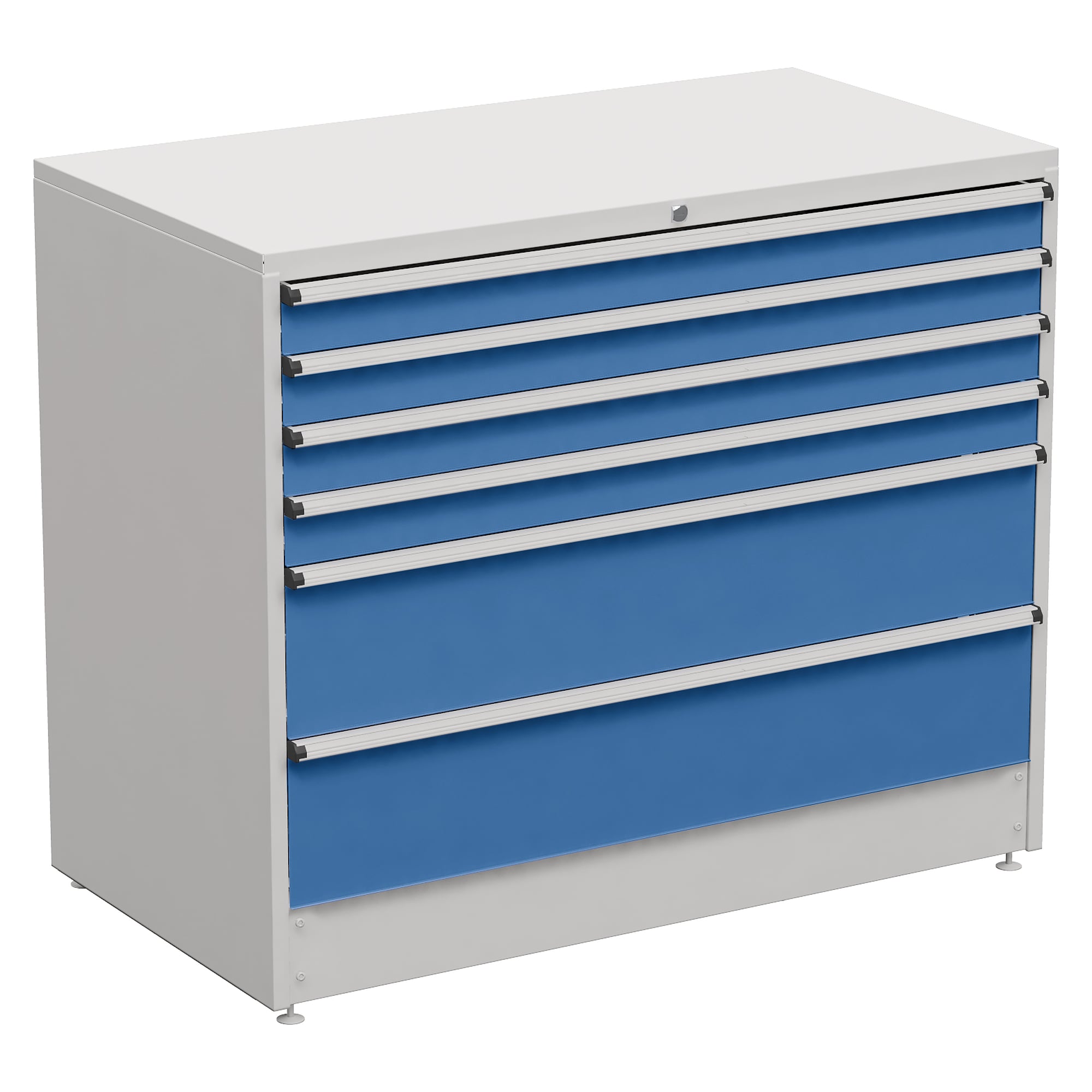 Schubladenblock 130/110 ohne Auflage, 1330x715x1000 mm, 6 Schubladen, blau, 75 kg - Treston 61507645