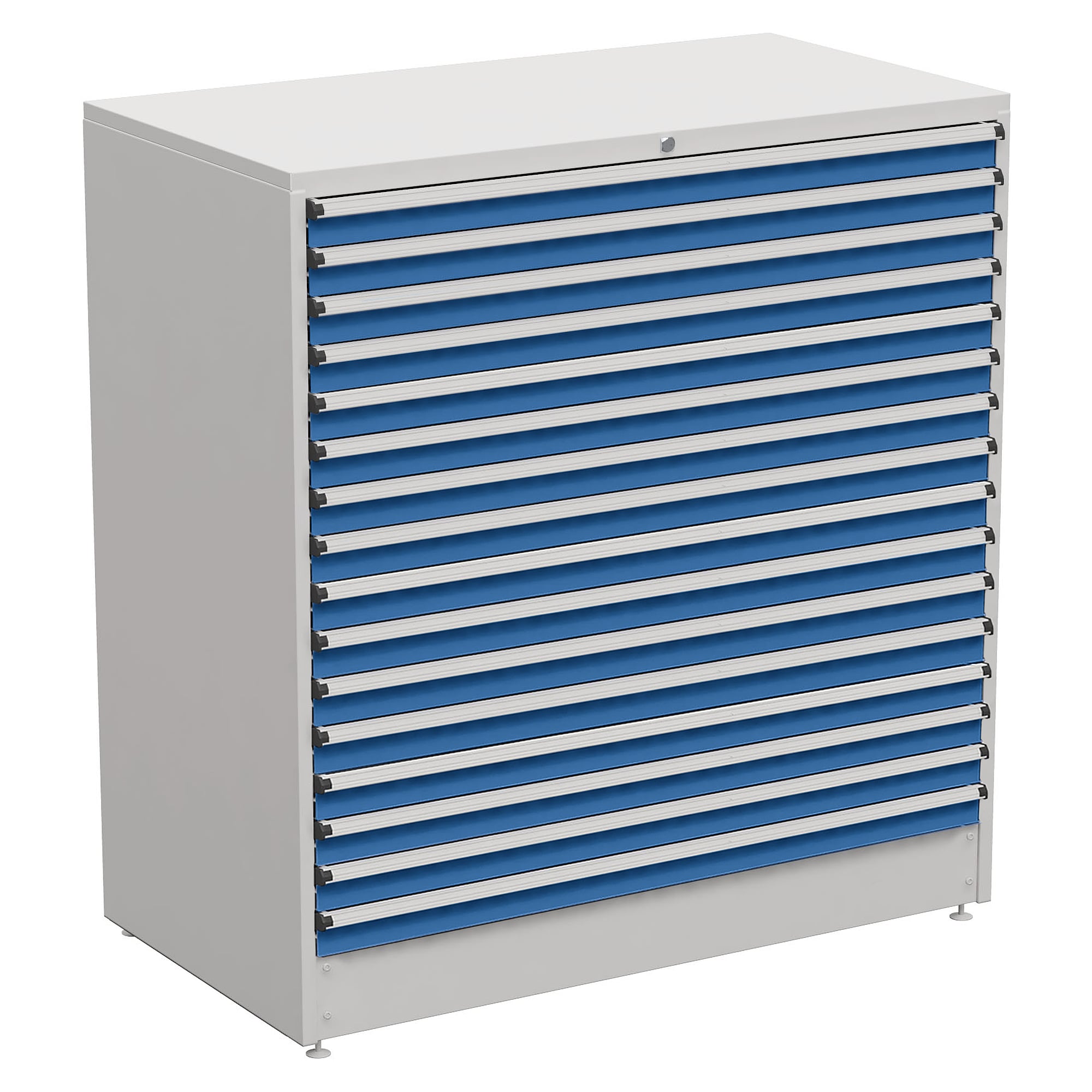 Drawer block 130/140-19 with 16 drawers, full extension, 1310x715x1400 mm, blue - Treston 61807019H