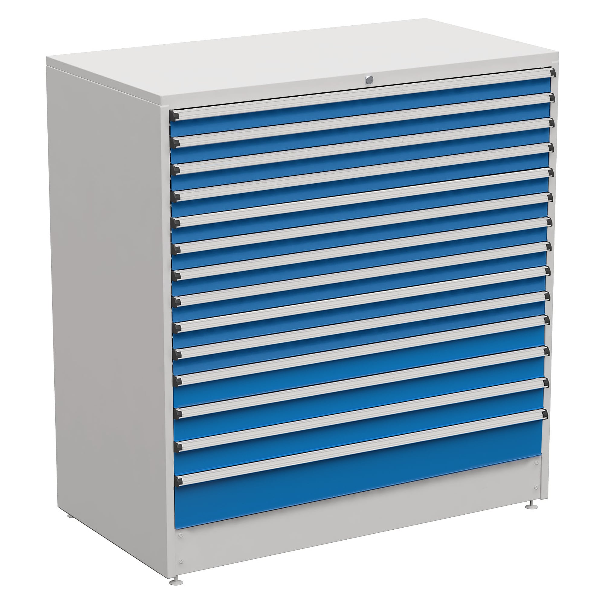 Drawer block 130/140-26 with 14 drawers, full extension, 1310x715x1400 mm, blue - Treston 61807026H