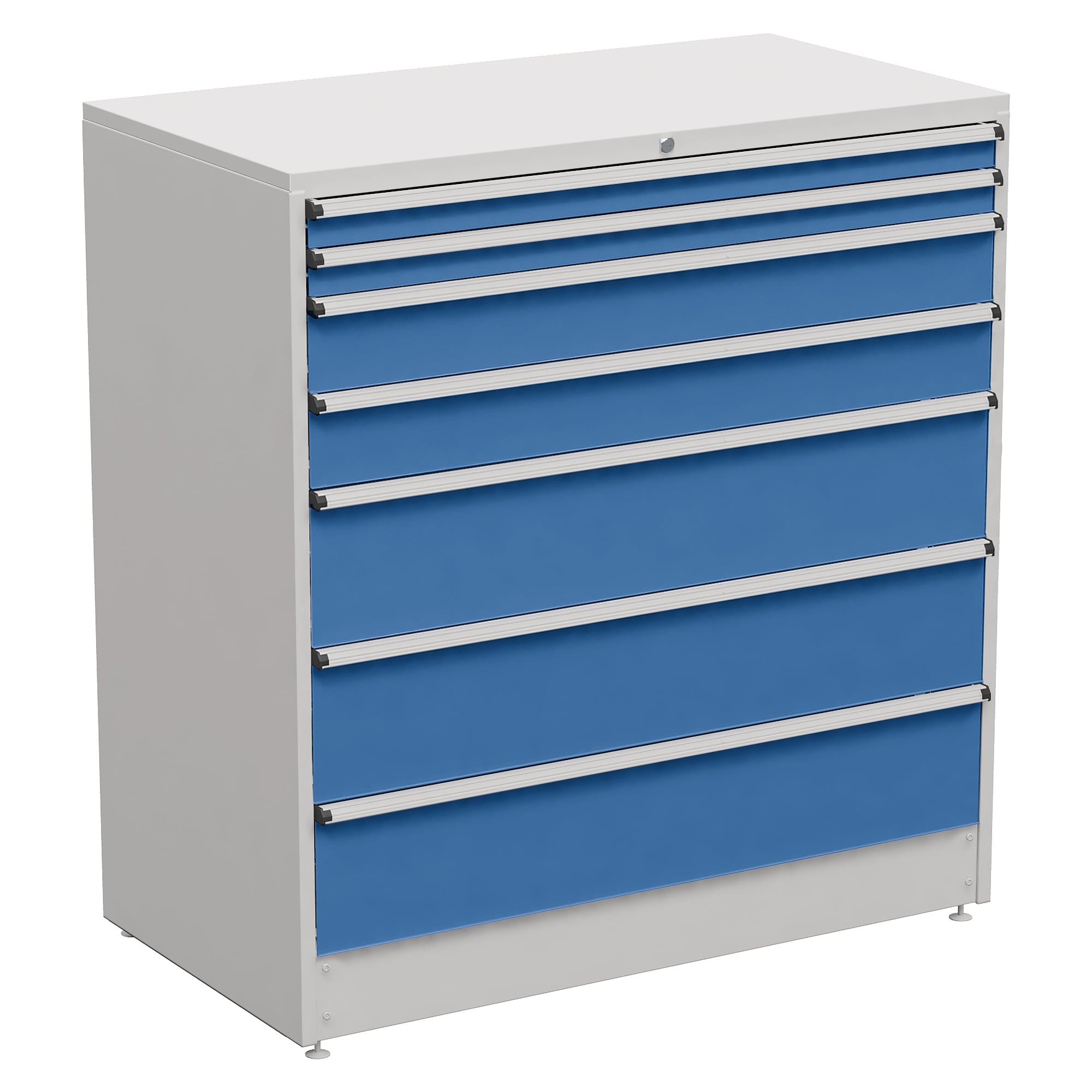Bloc à tiroirs 130/140-37, 1310x715x1400 mm, 7 tiroirs, bleu - Treston 61807037