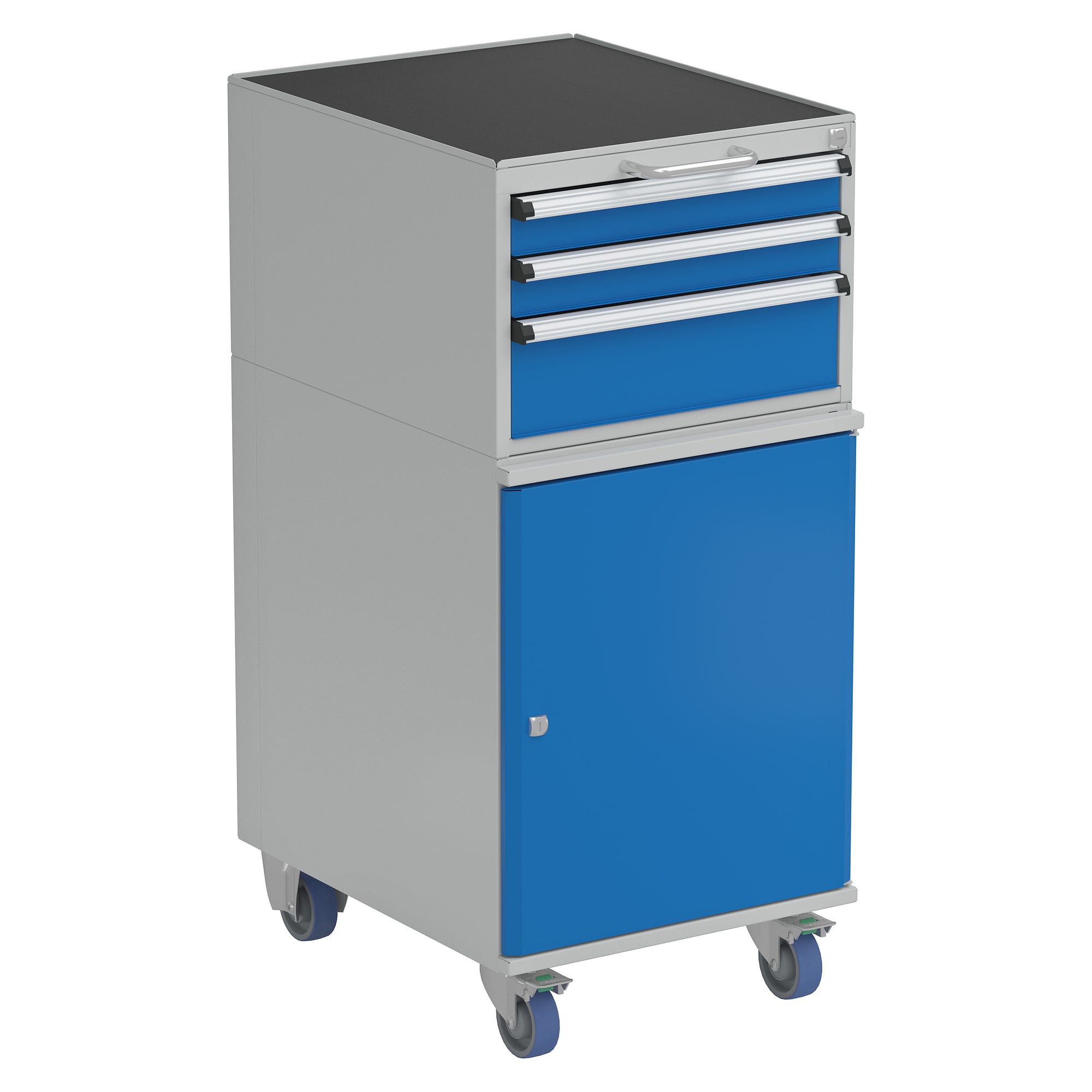 Drawer unit 53 combination 2 with castors, 3 drawers + cabinet, H 1155 mm - Treston C53002-07