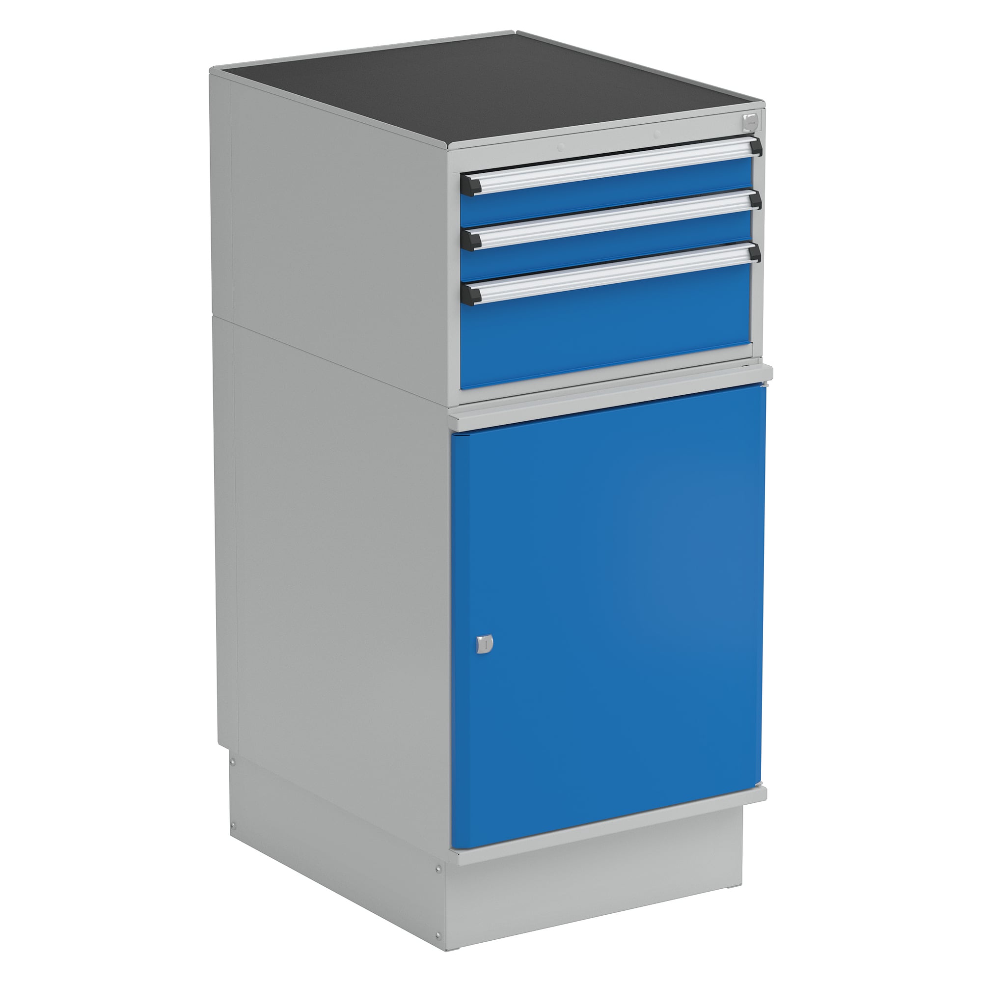 Schubladenblock 53 Kombination 4 mit Sockel, 3 Schubladen + Schrank, H 1170 mm - Treston C53004-07