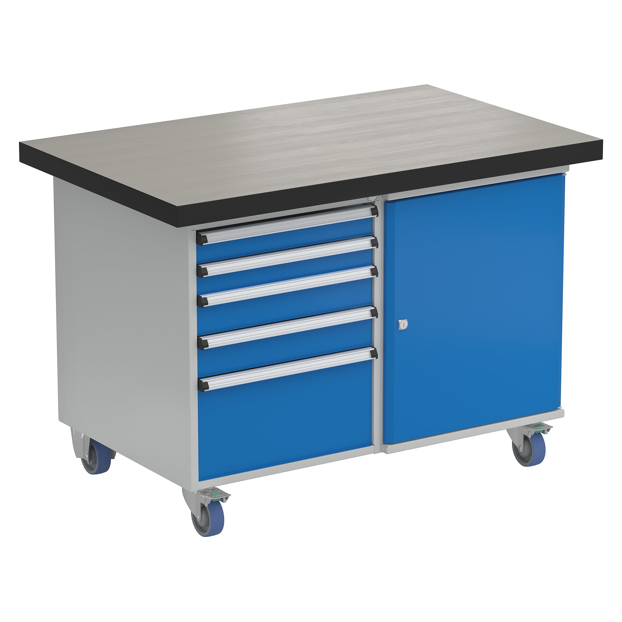 Drawer unit 53 combination 5 on castors, drawer unit and cabinet, 1200x750 mm top - Treston C53005-07
