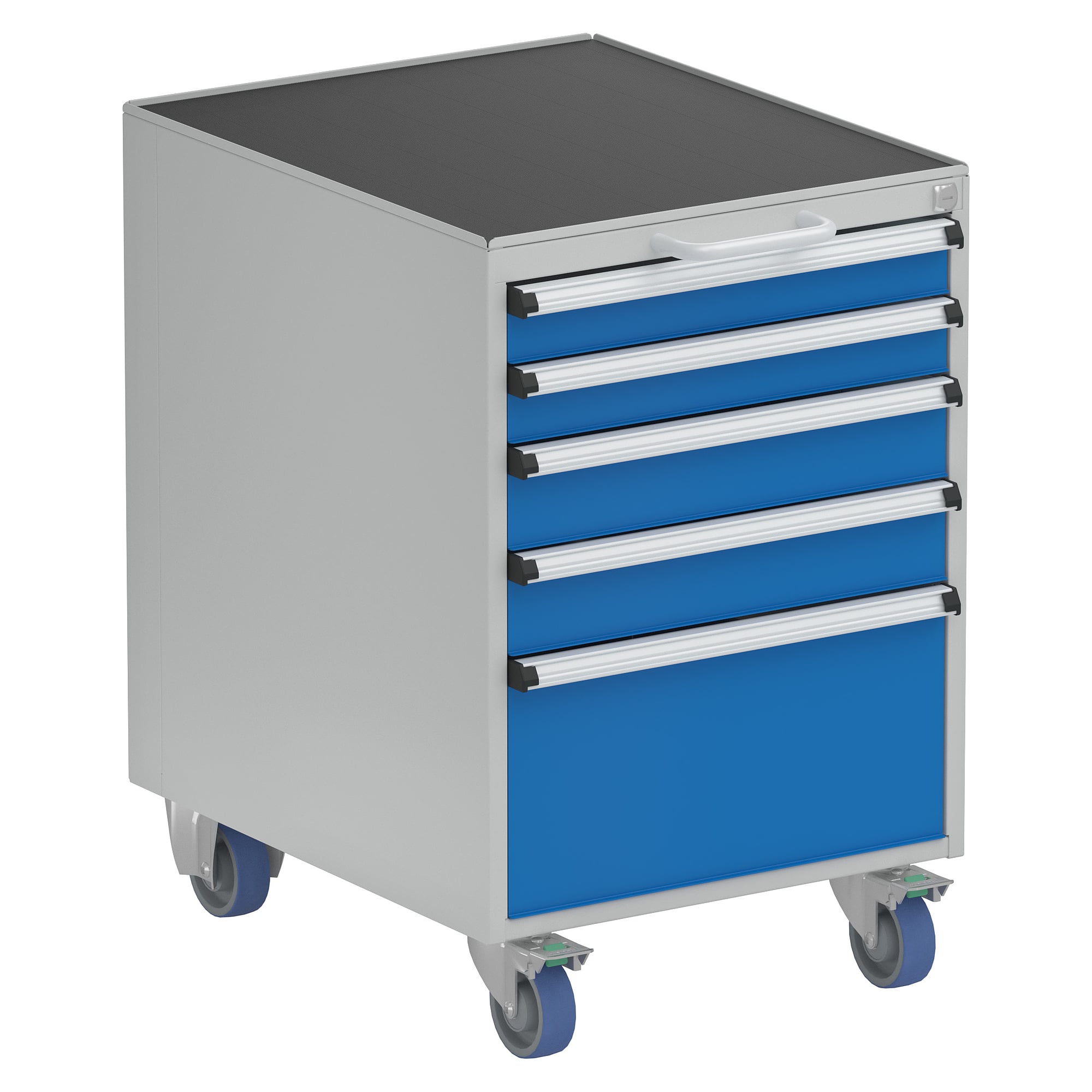 Drawer unit 53/66-1 with castors, 5 drawers 2x75, 2x100, 1x250 mm - Treston 5366301-07