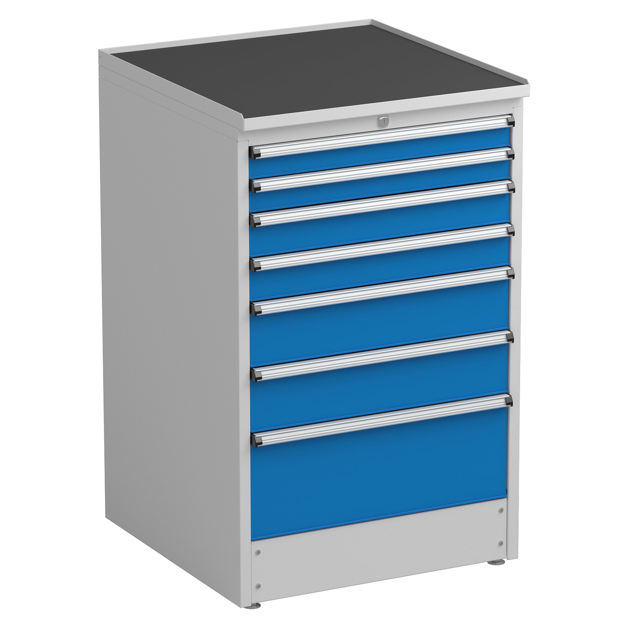 Heavy-duty drawer block 70/110-4 with 7 drawers, 715x715x1100 mm, blue - Treston 61307004H