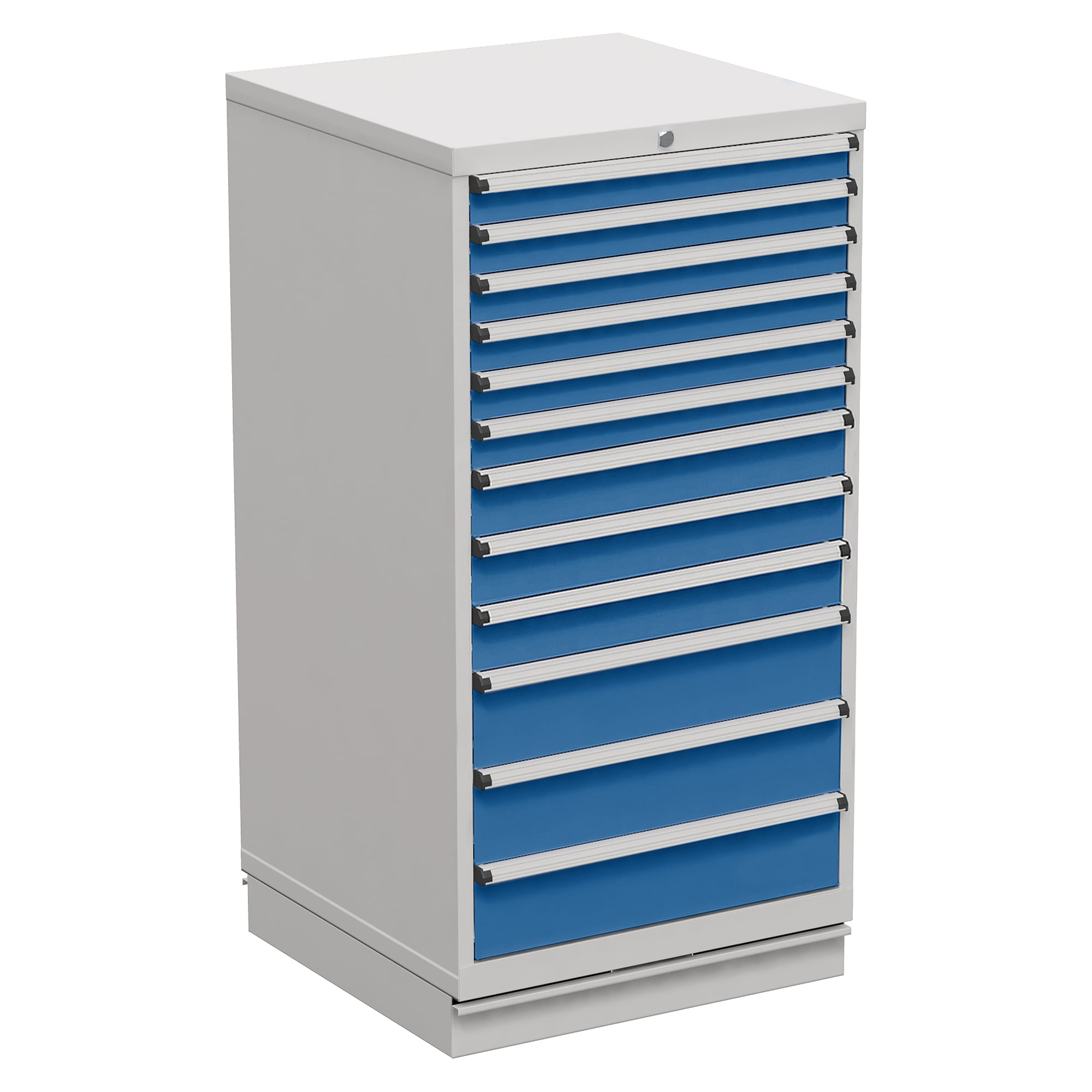 Schubladenblock 70/140-28 mit 12 Schubladen, Vollauszug, 715x715x1400 mm, blau - Treston 61607028H