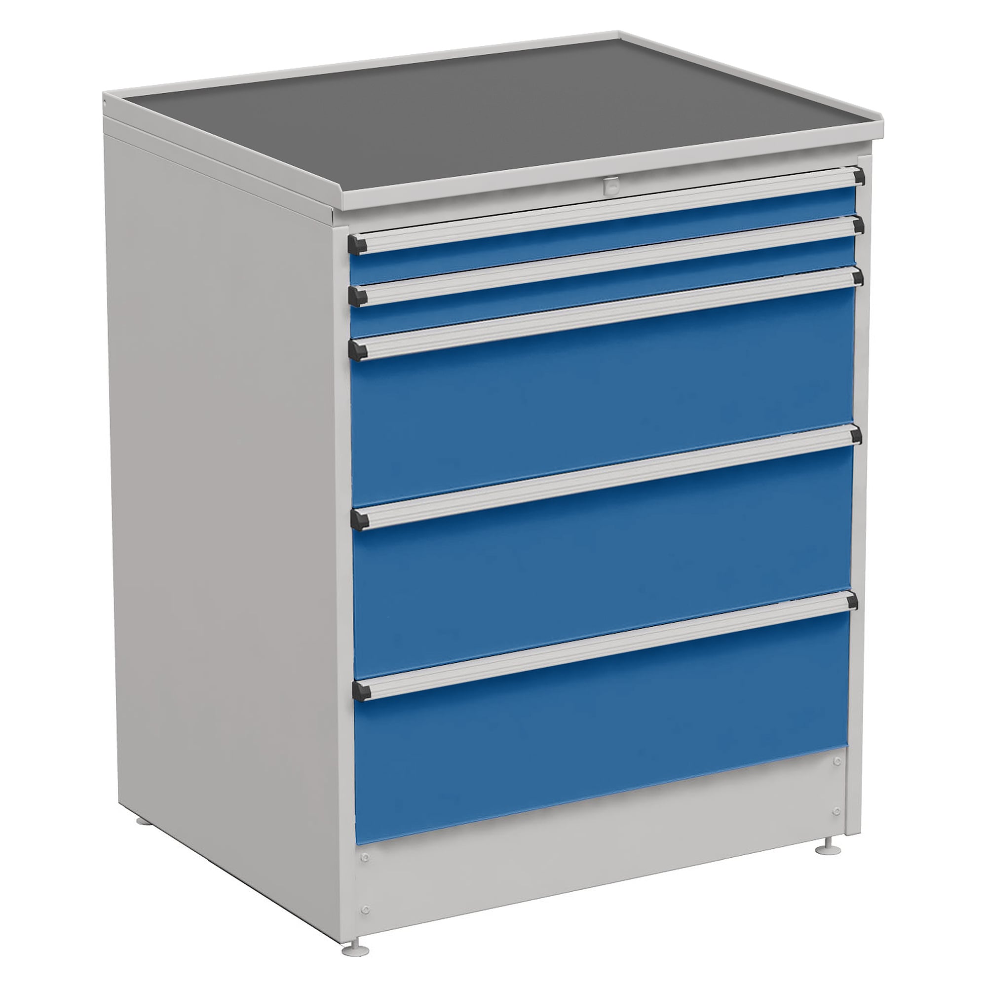 Bloc à tiroirs 90/110-43, 910x715x1100 mm, 5 tiroirs, sortie totale, bleu - Treston 61407043H