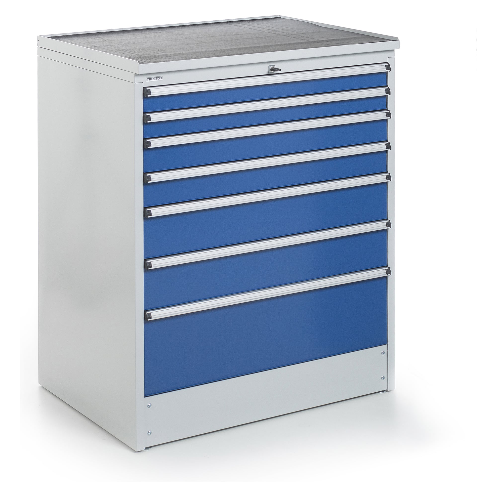 Bloc à tiroirs 90/110-4, 910x715x1100 mm, 7 tiroirs, extension totale, bleu - Treston 61407004H