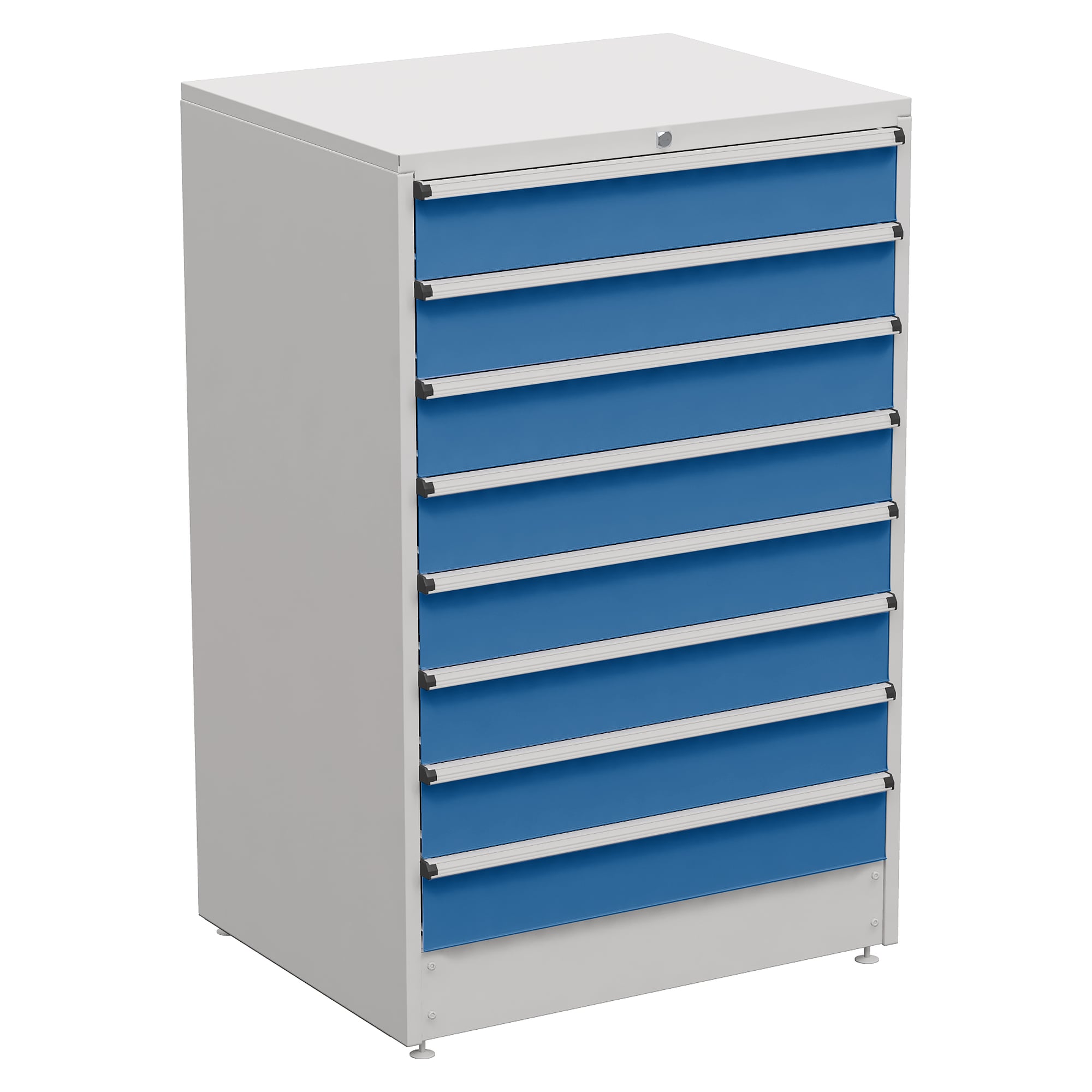 Bloc à tiroirs 90/140-34 à extension totale, 8 tiroirs, 910x715x1400 mm, bleu - Treston 61707034H