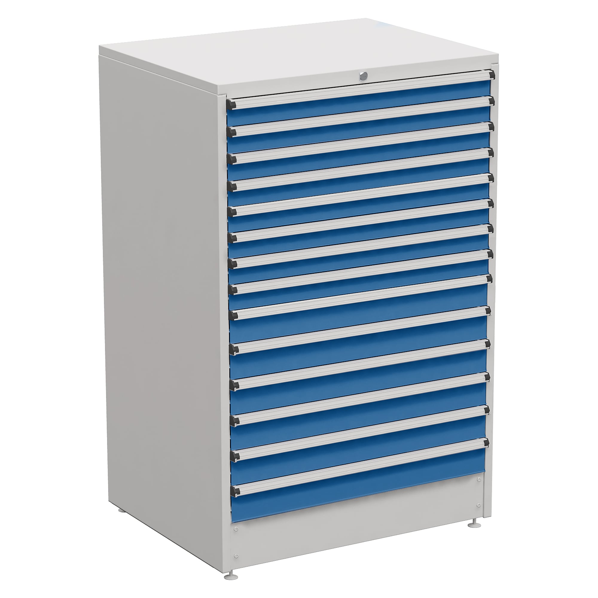Bloc à tiroirs 90/140-35 à extension totale, 14 tiroirs, 910x715x1400 mm, bleu - Treston 61707035H